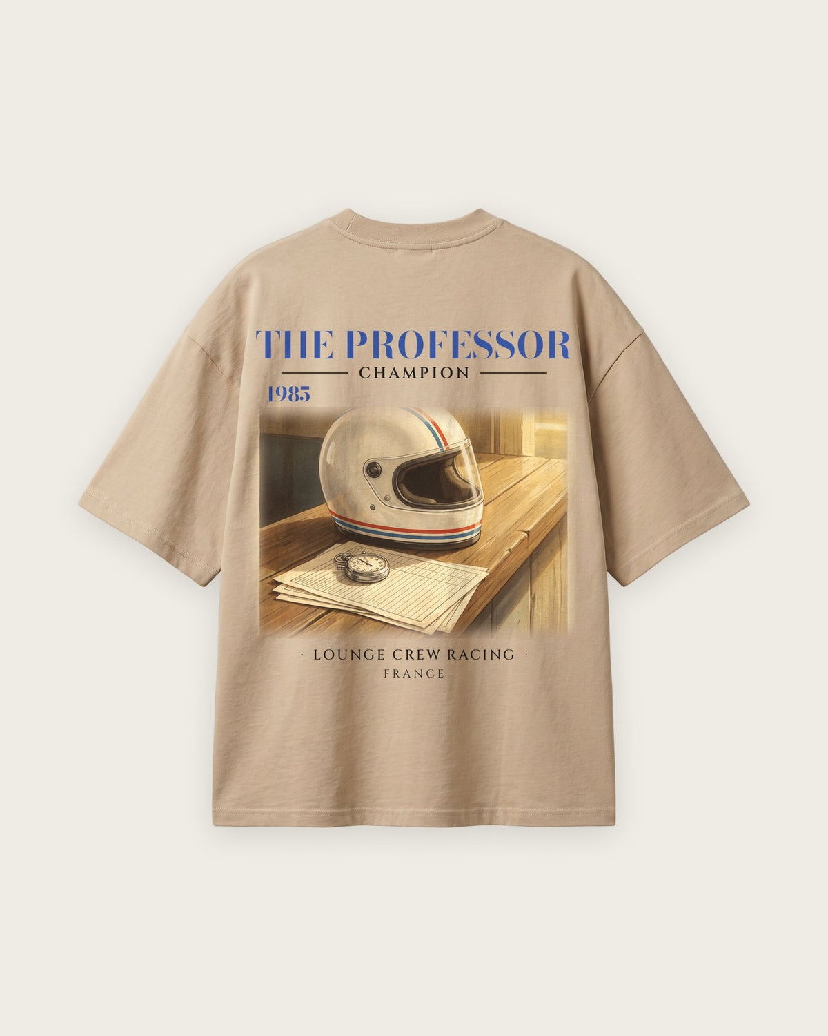Camiseta “The Professor 1985” — Areia — oversized