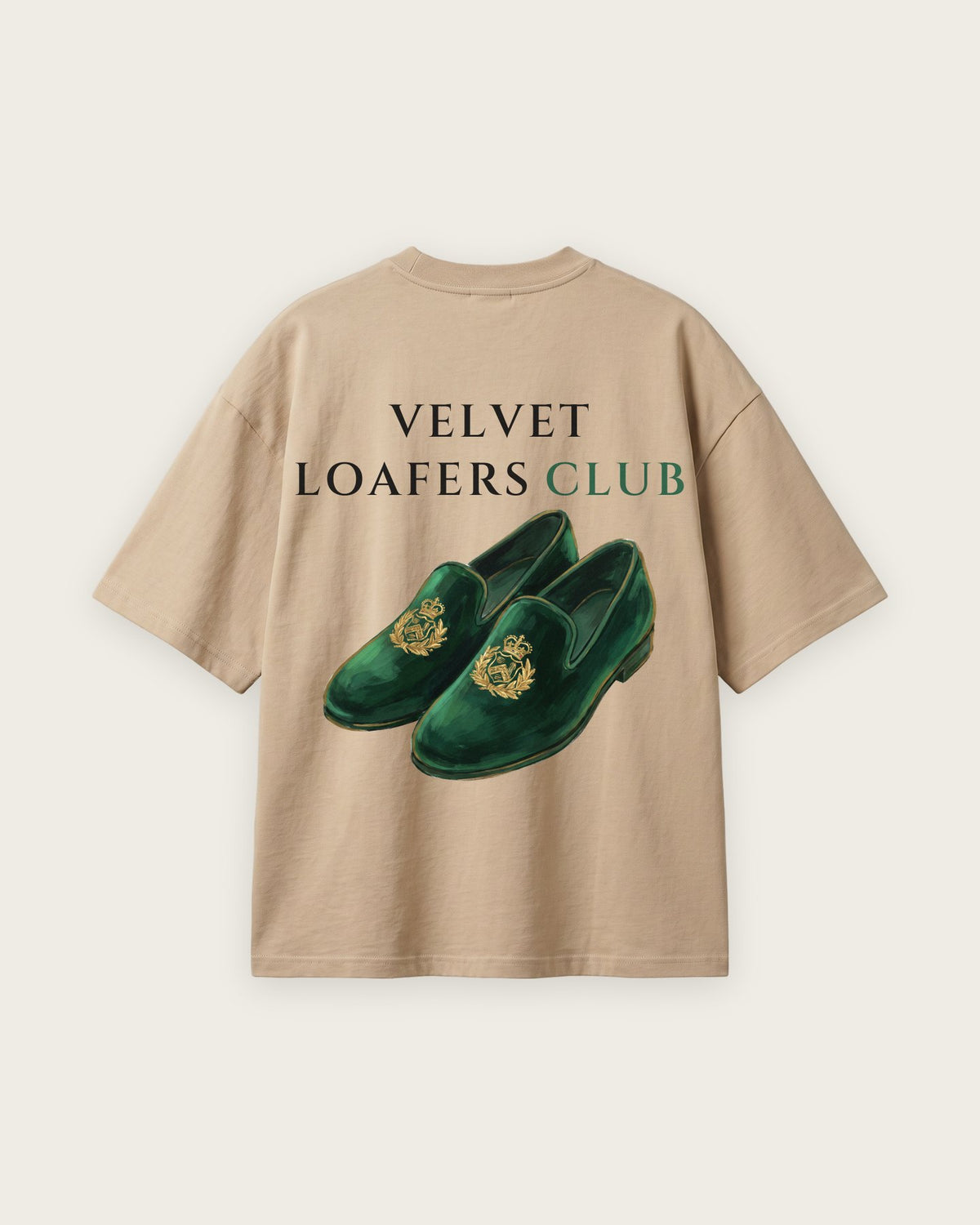 Camiseta Oversized “Velvet Loafers Club” — Areia