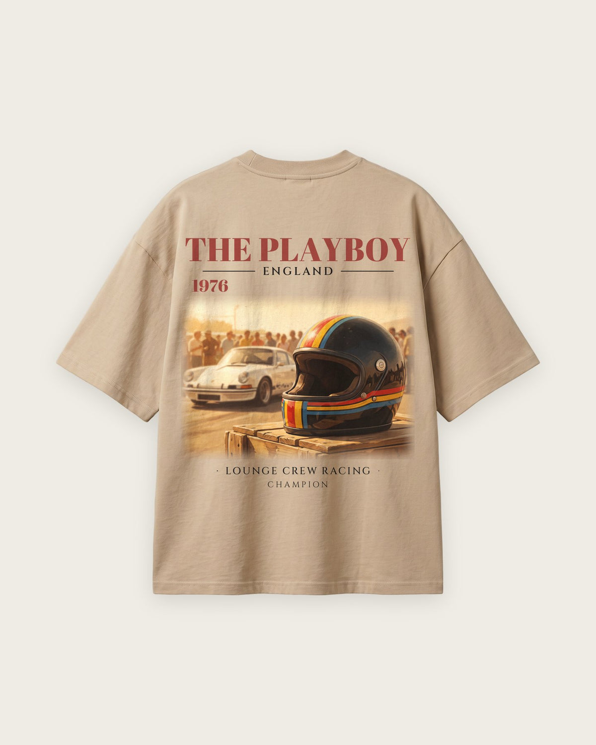 Camiseta “The Playboy 1976” — Areia — oversized