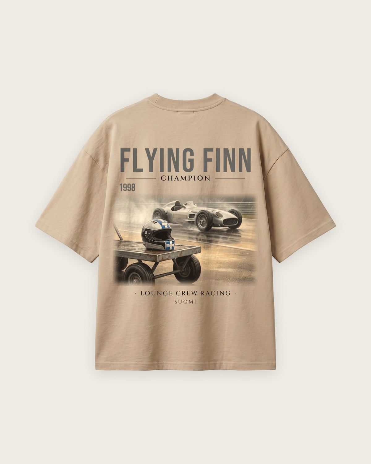 Camiseta “Flying Finn 1998” — Areia — oversized