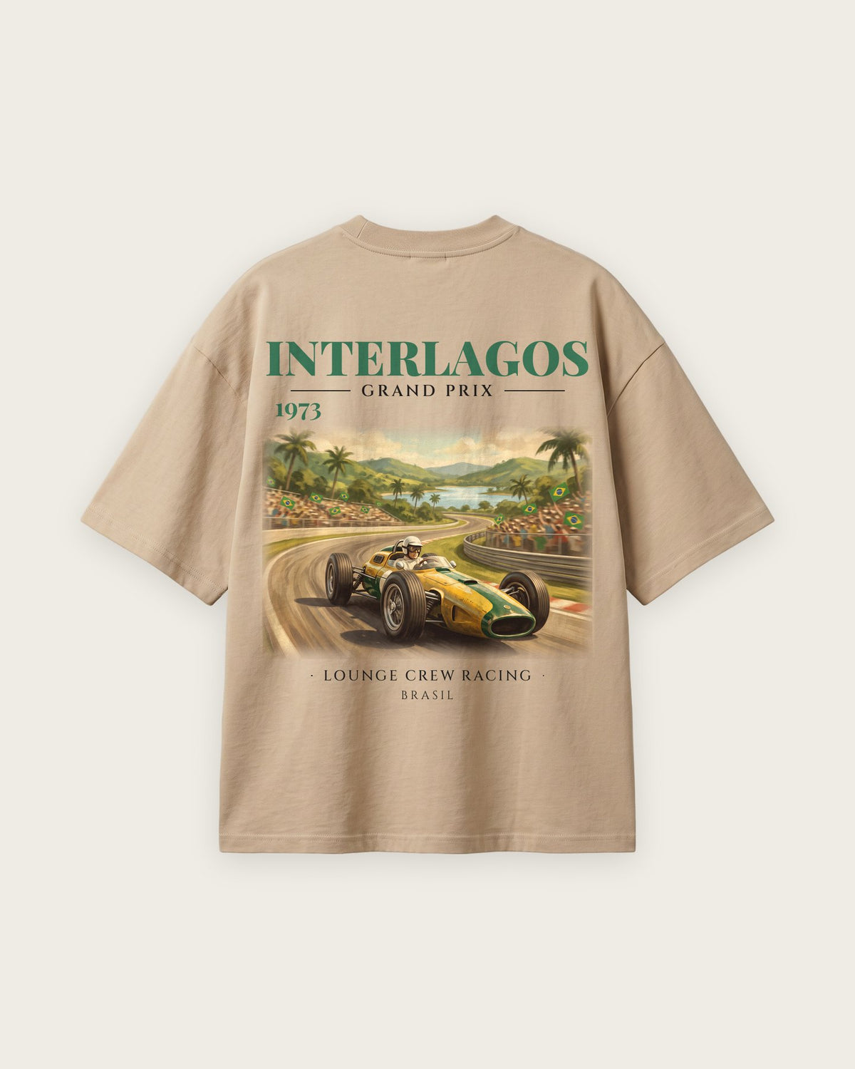 Camiseta “Interlagos Grand Prix 1973” — Areia — oversized