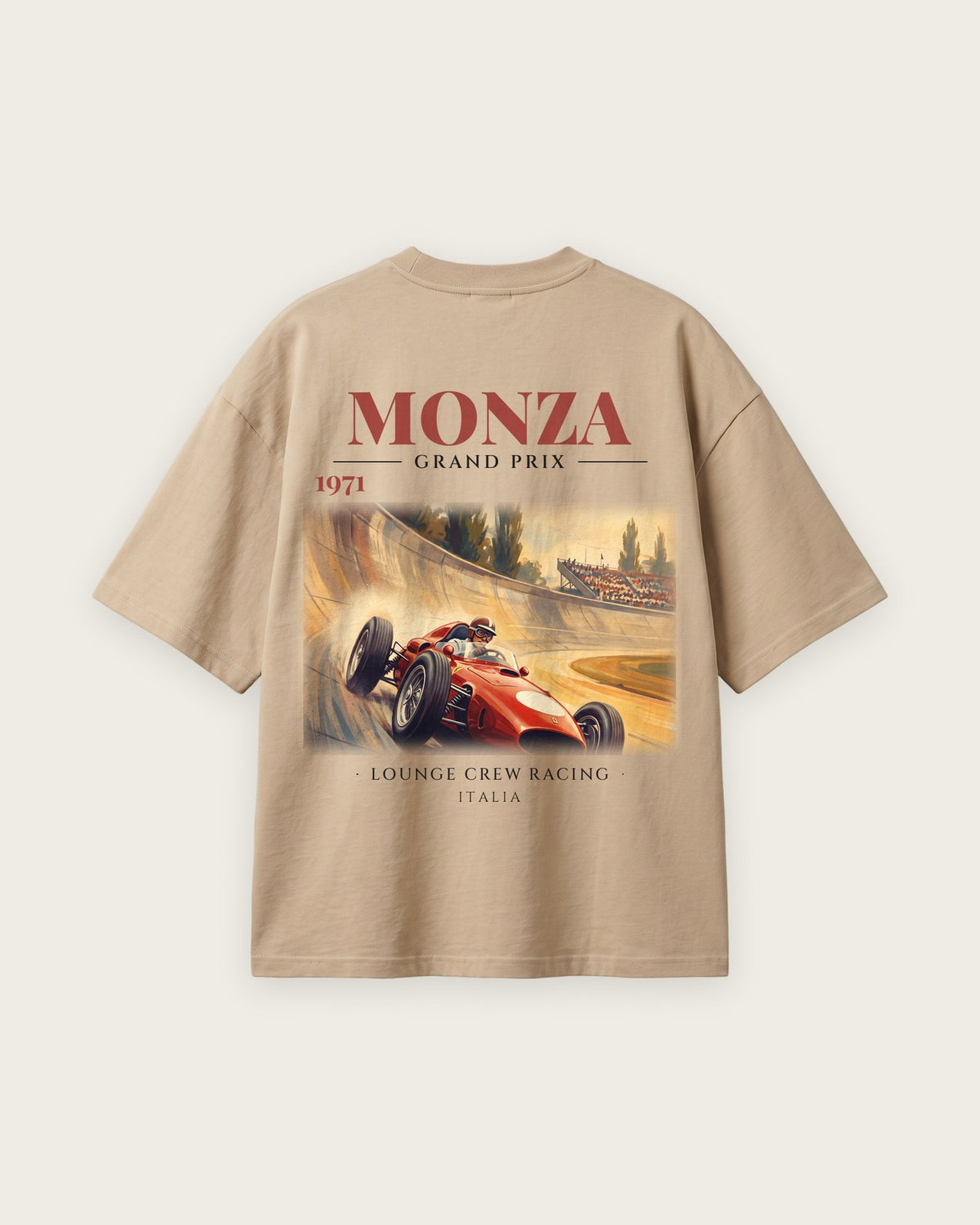 Camiseta “Monza Grand Prix 1971” — Areia — oversized