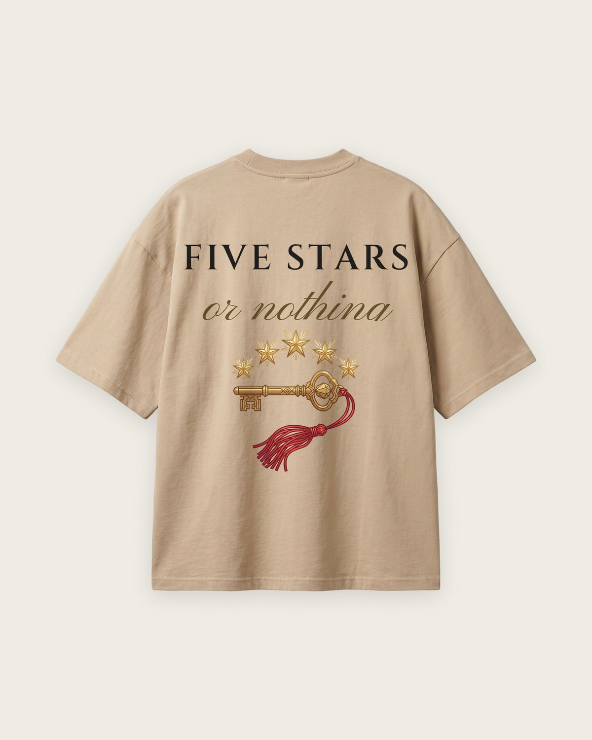 Camiseta Oversized “Five Stars or Nothing” — Areia