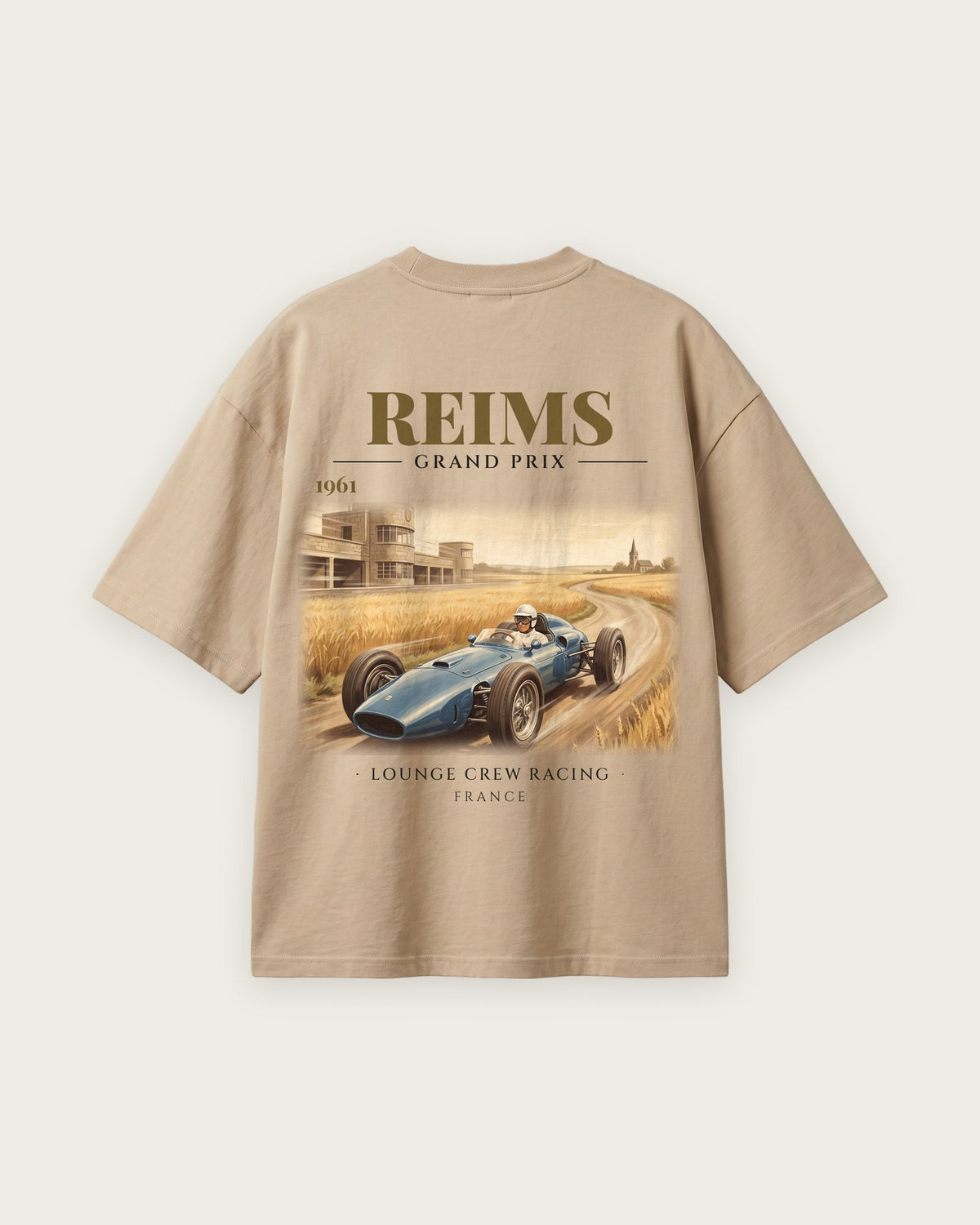 Camiseta “Reims Grand Prix 1961” — Areia — oversized