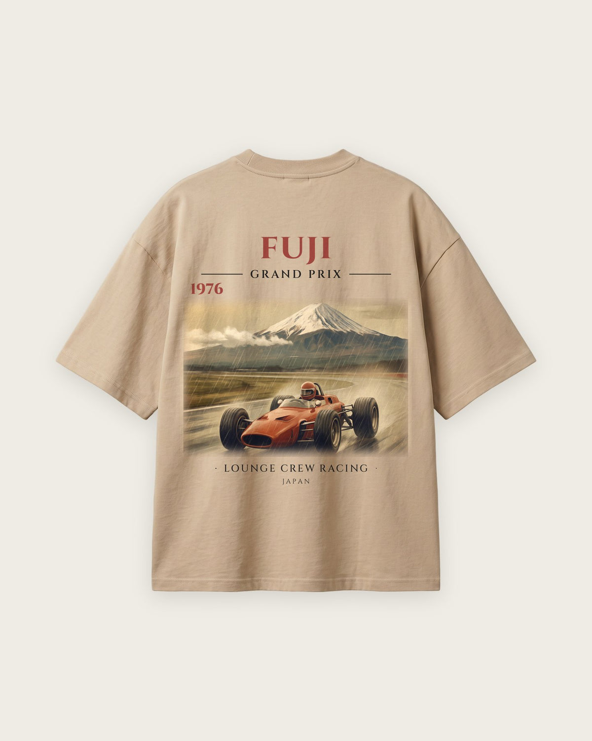 Camiseta “Fuji 1976” — Areia — oversized
