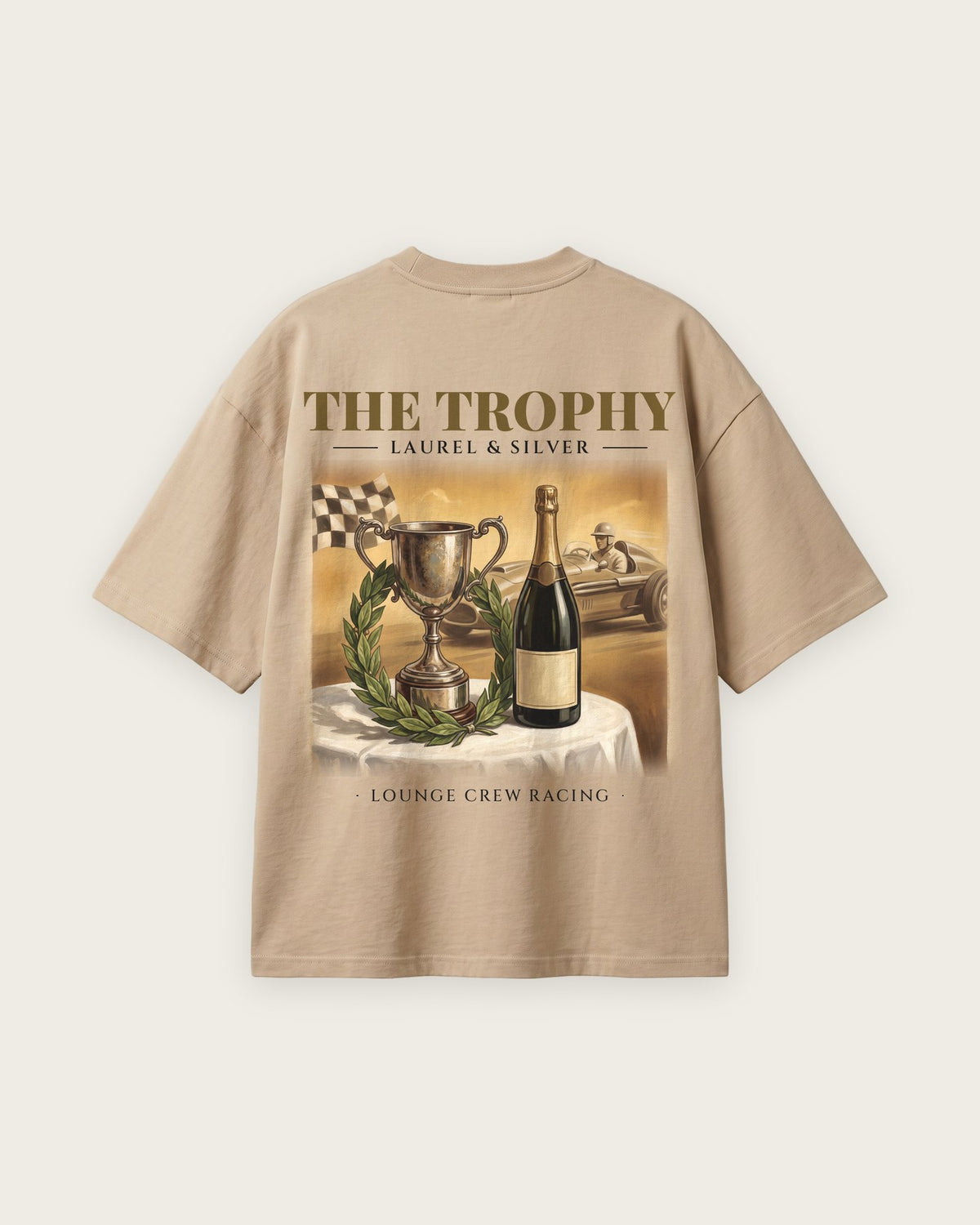 Camiseta “The Trophy” — Areia — oversized