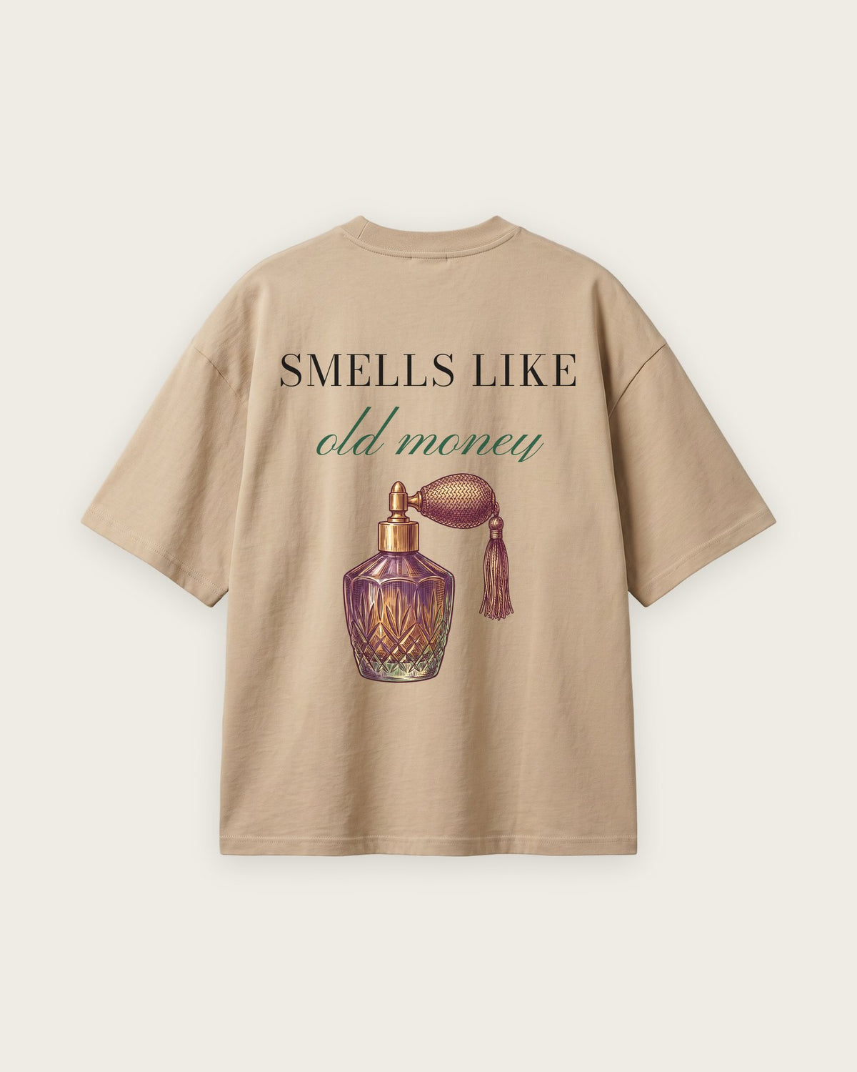 Camiseta Oversized “Smells Like Old Money” — Areia