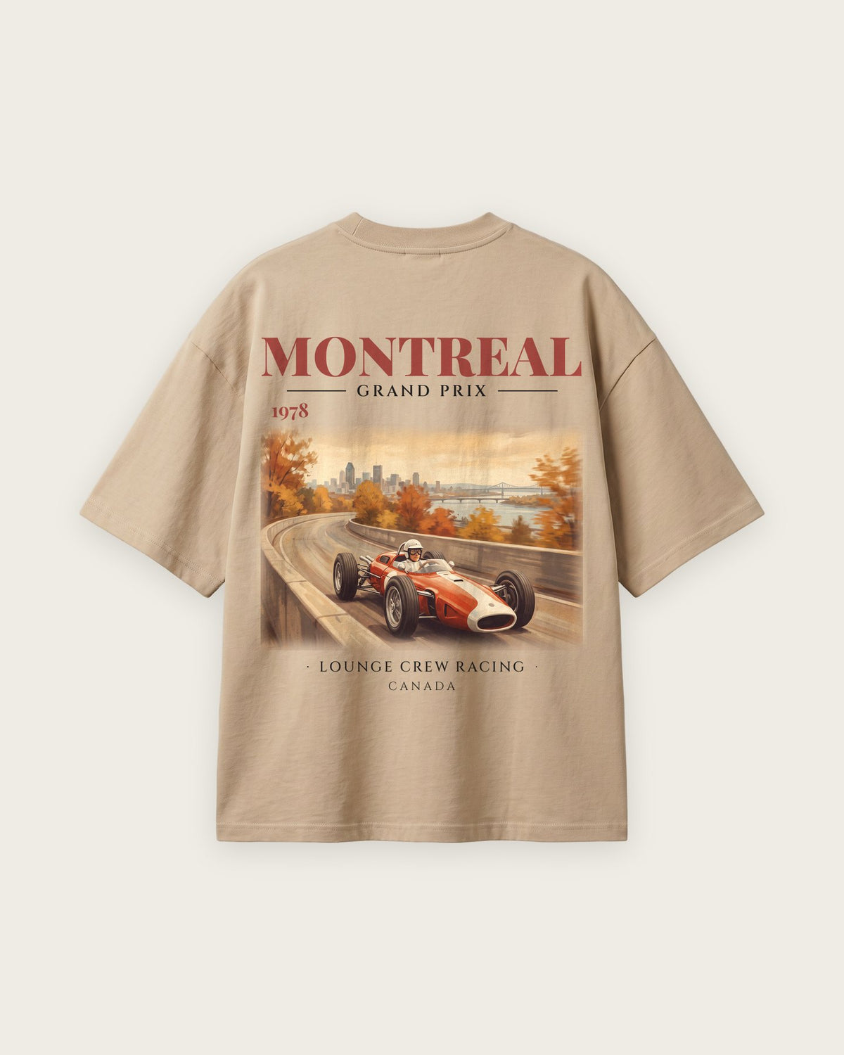 Camiseta “Montreal Grand Prix 1978” — Areia — oversized