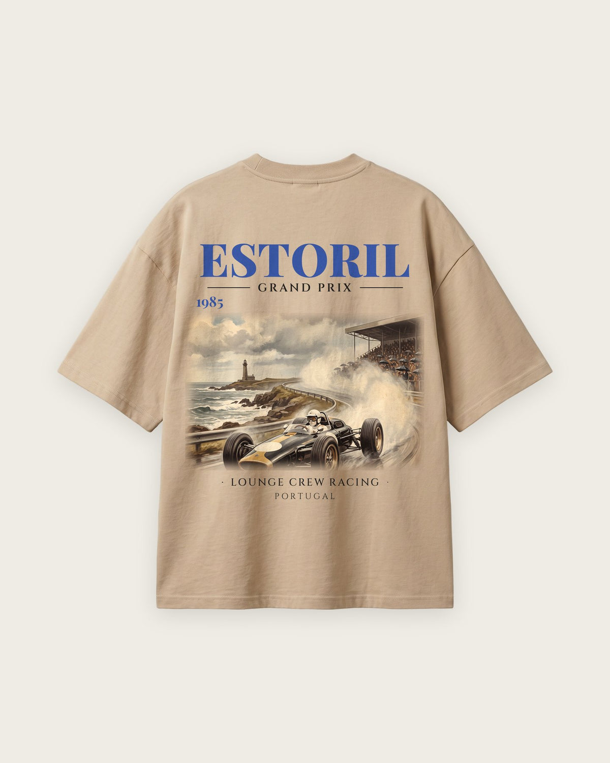 Camiseta “Estoril Grand Prix 1985” — Areia — oversized