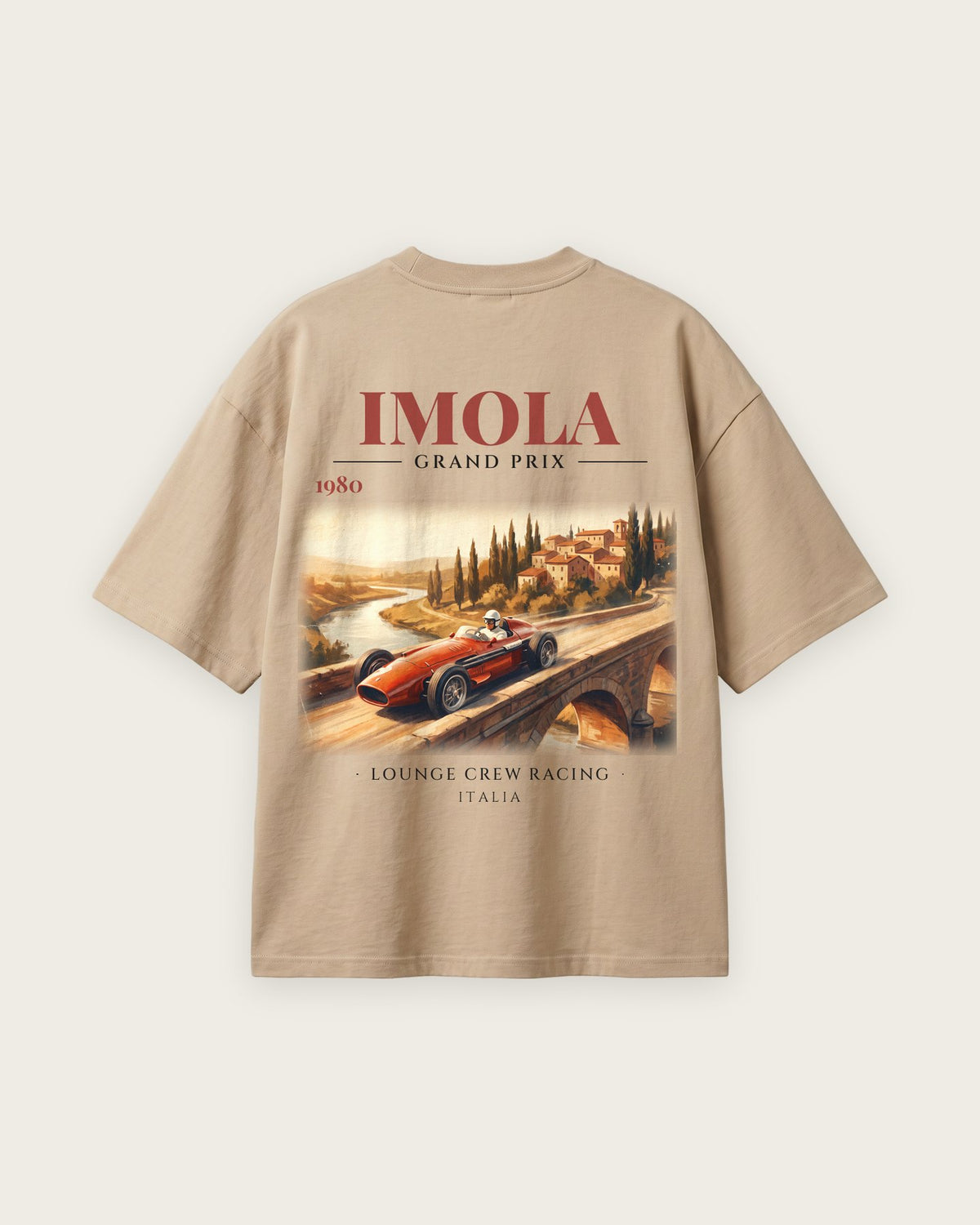Camiseta “Imola Grand Prix 1980” — Areia — oversized