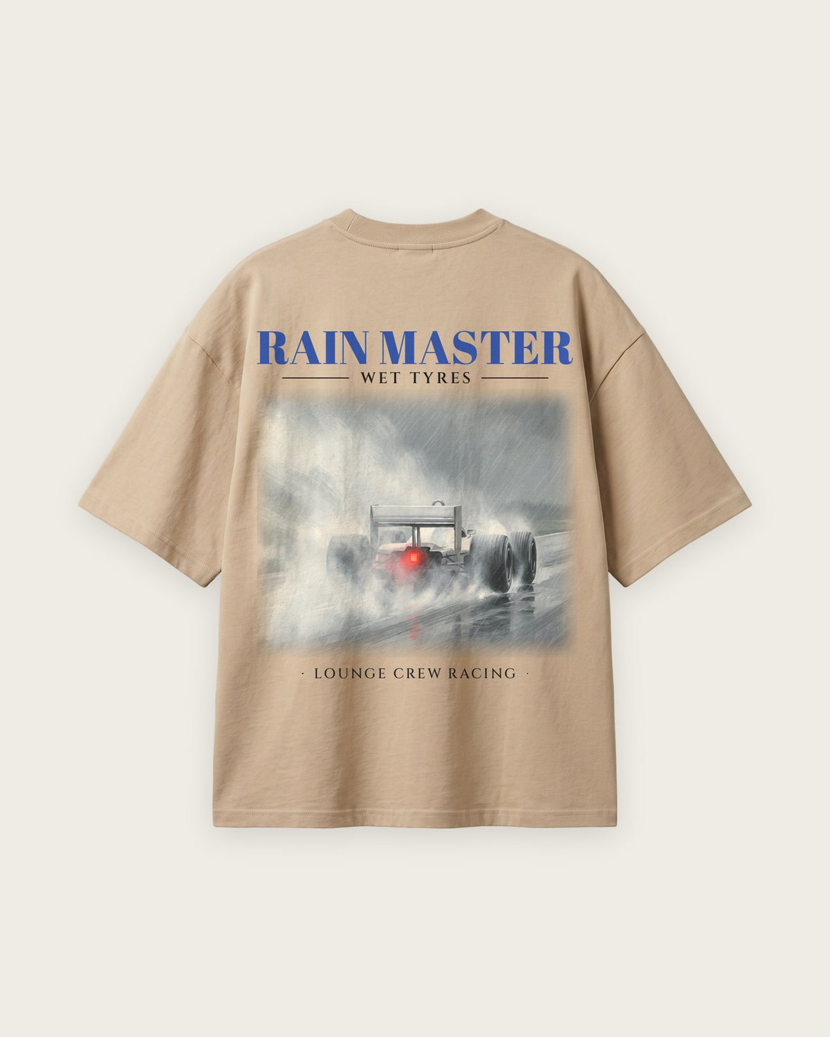 Camiseta “Rain Master” — Areia — oversized
