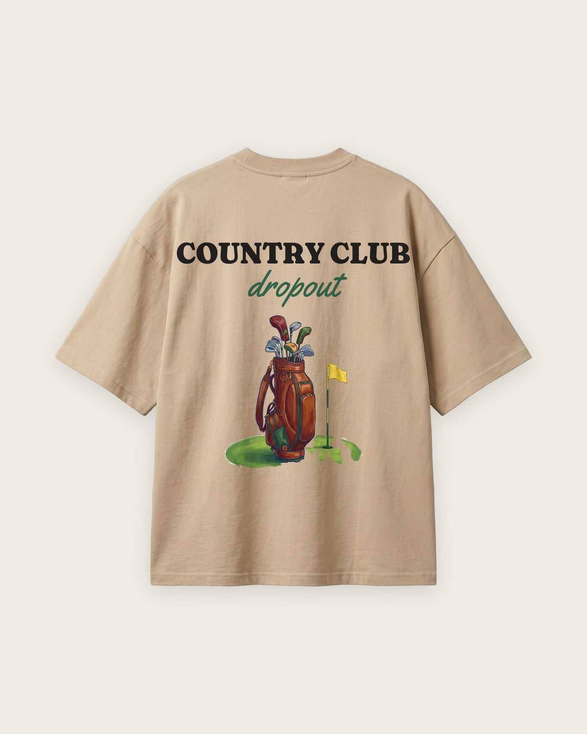 Camiseta Oversized “Country Club Dropout” — Areia
