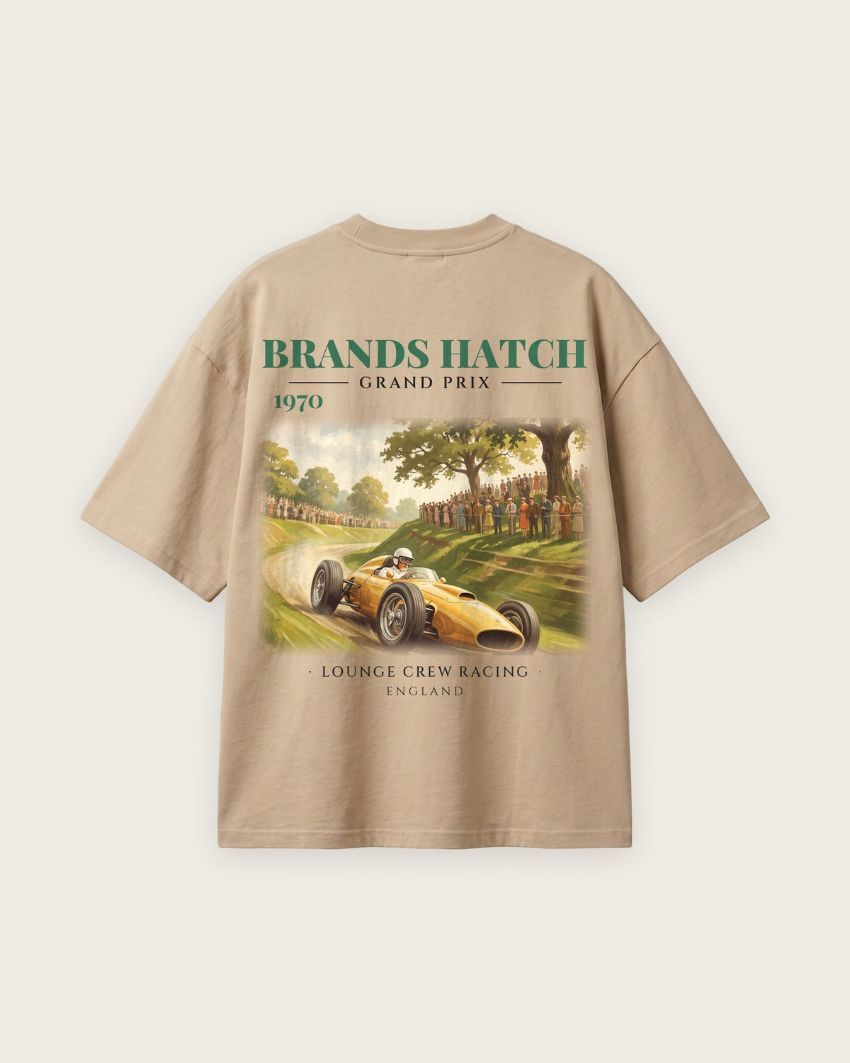 Camiseta “Brands Hatch Grand Prix 1970” — Areia — oversized