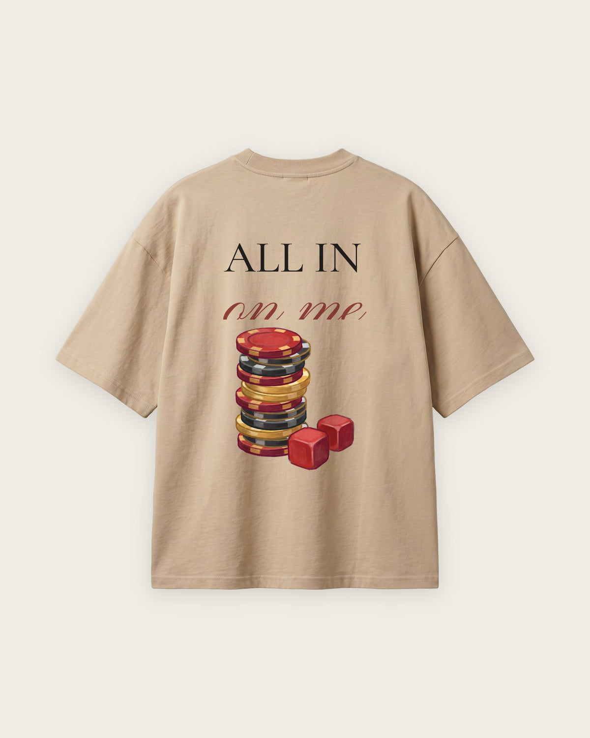 Camiseta Oversized “All In on Me” — Areia