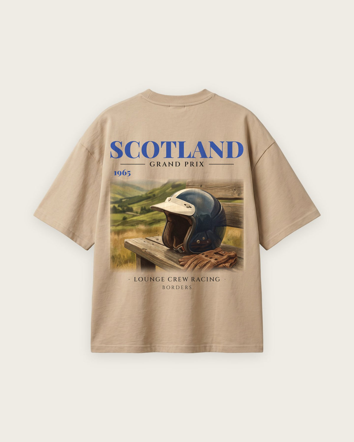 Camiseta “Scotland 1965” — Areia — oversized