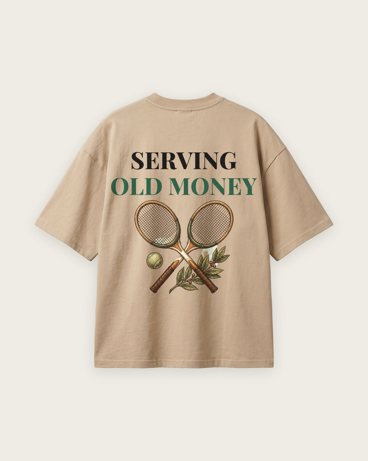 Camiseta Oversized “Serving Old Money” — Areia