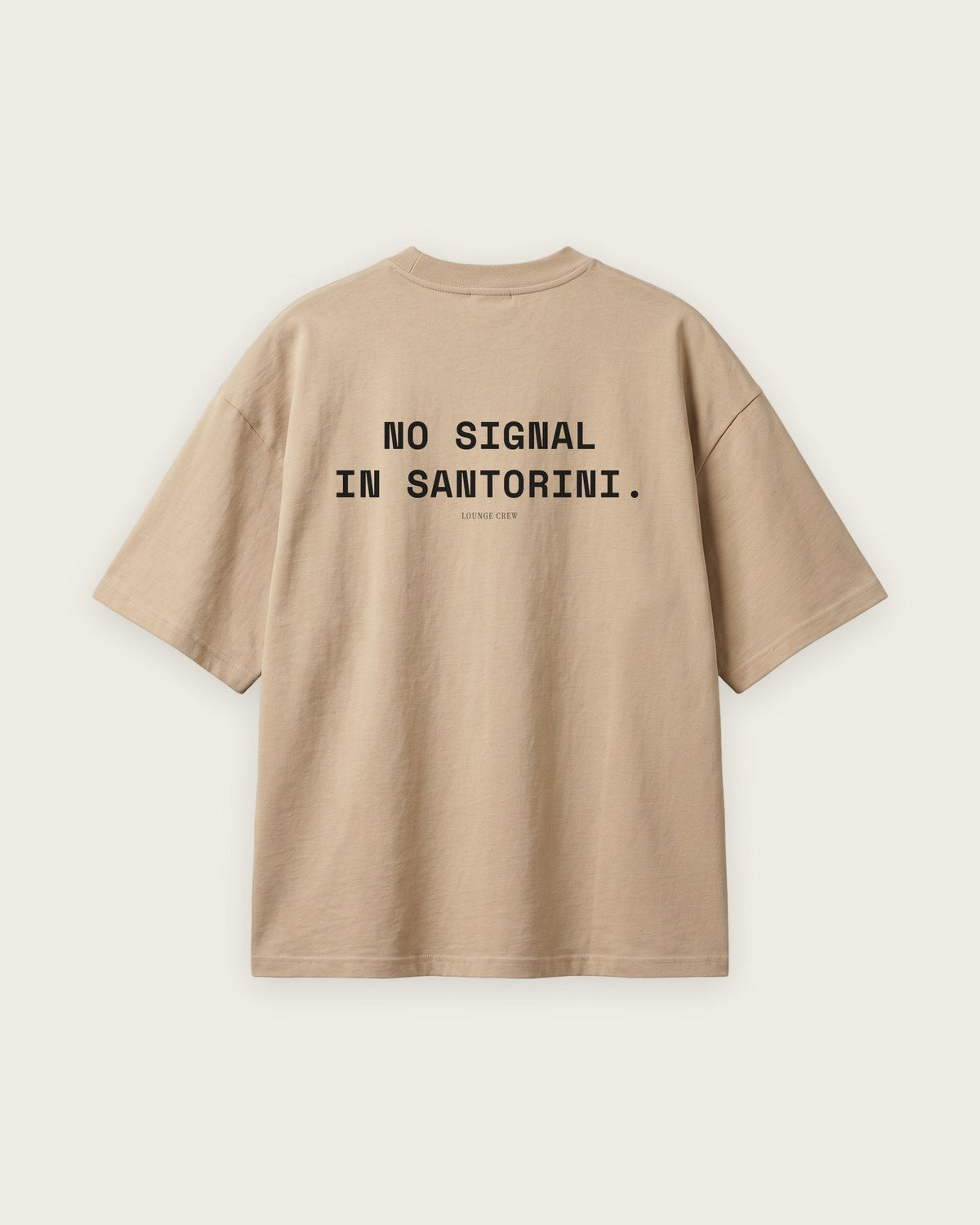 Camiseta Oversized “No Signal in Santorini” — Areia