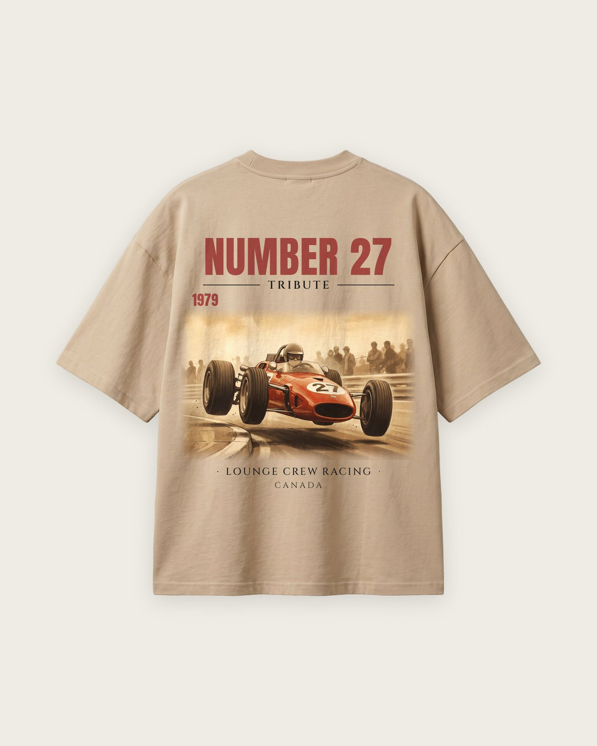 Camiseta “Number 27 · 1979” — Areia — oversized