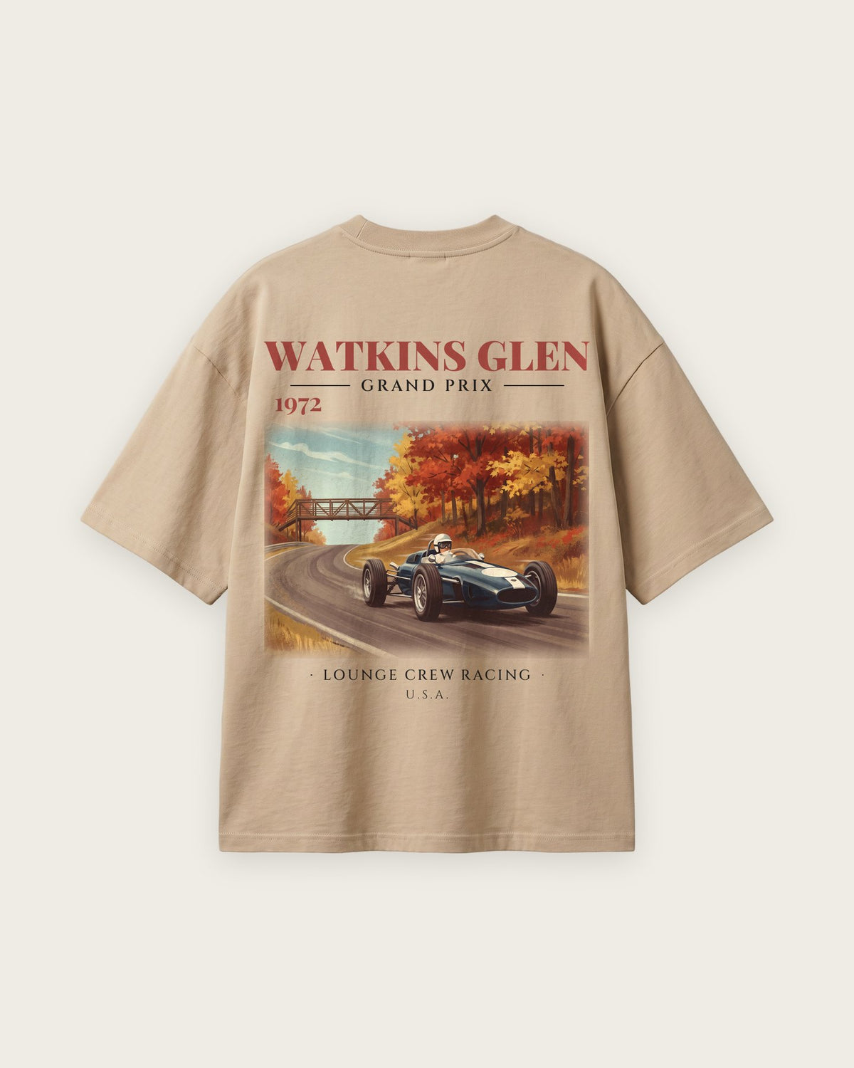 Camiseta “Watkins Glen Grand Prix 1972” — Areia — oversized