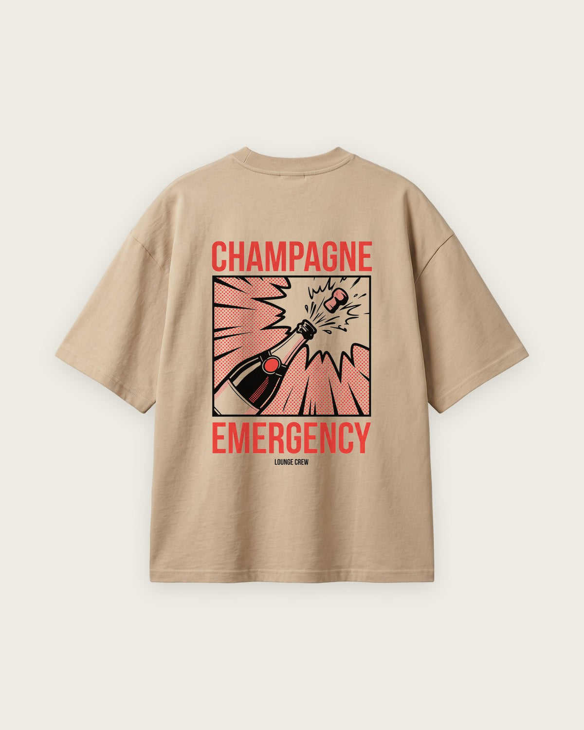 Camiseta “Champagne Emergency” — Areia