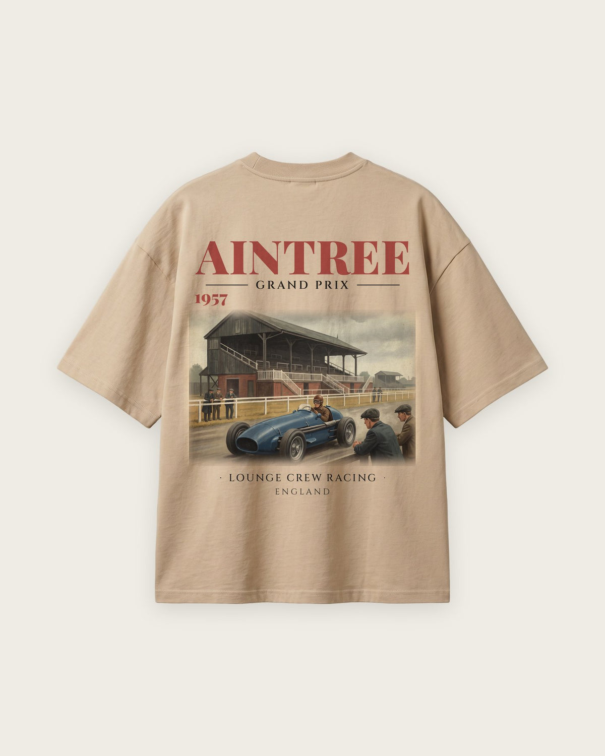 Camiseta “Aintree 1957” — Areia — oversized