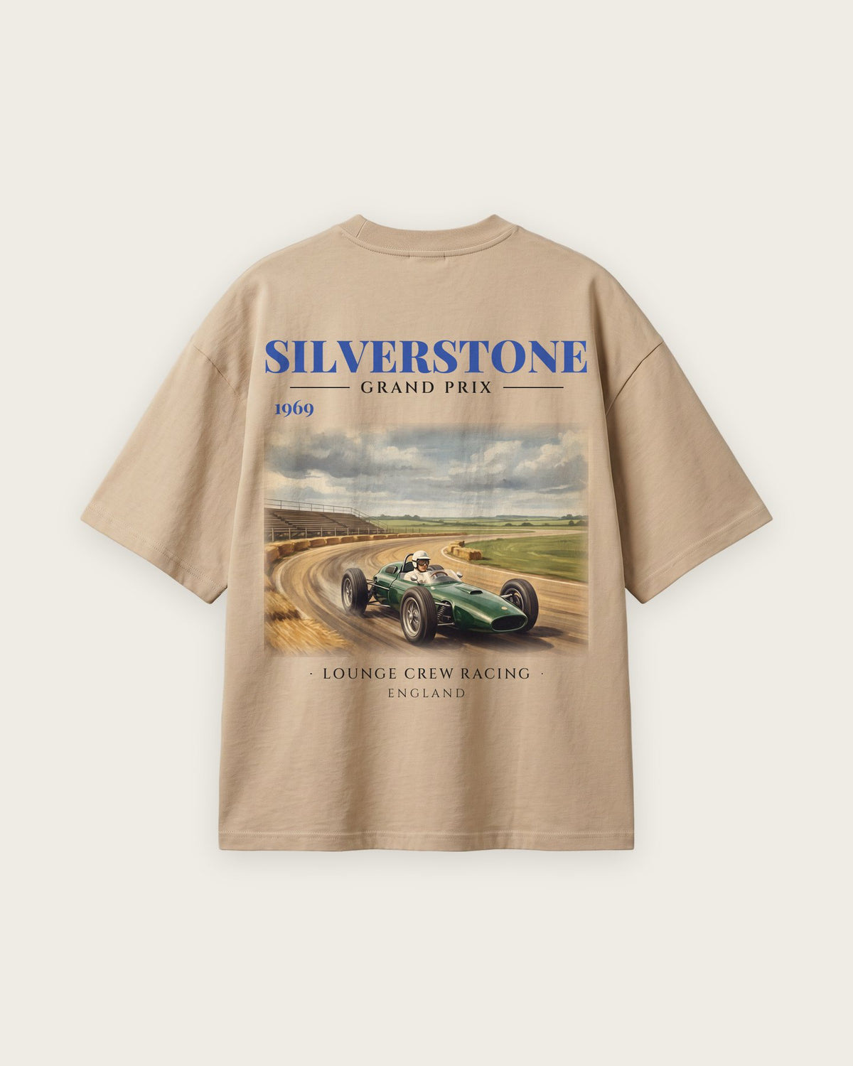 Camiseta “Silverstone Grand Prix 1969” — Areia — oversized