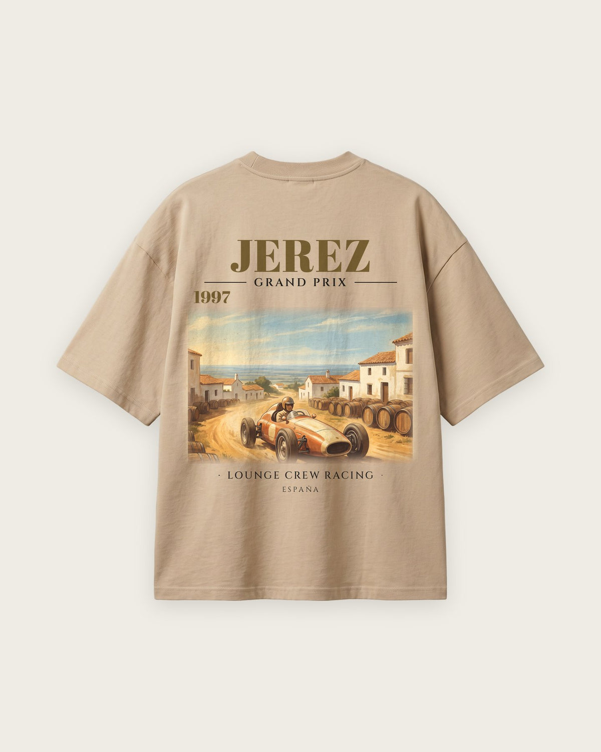 Camiseta “Jerez 1997” — Areia — oversized