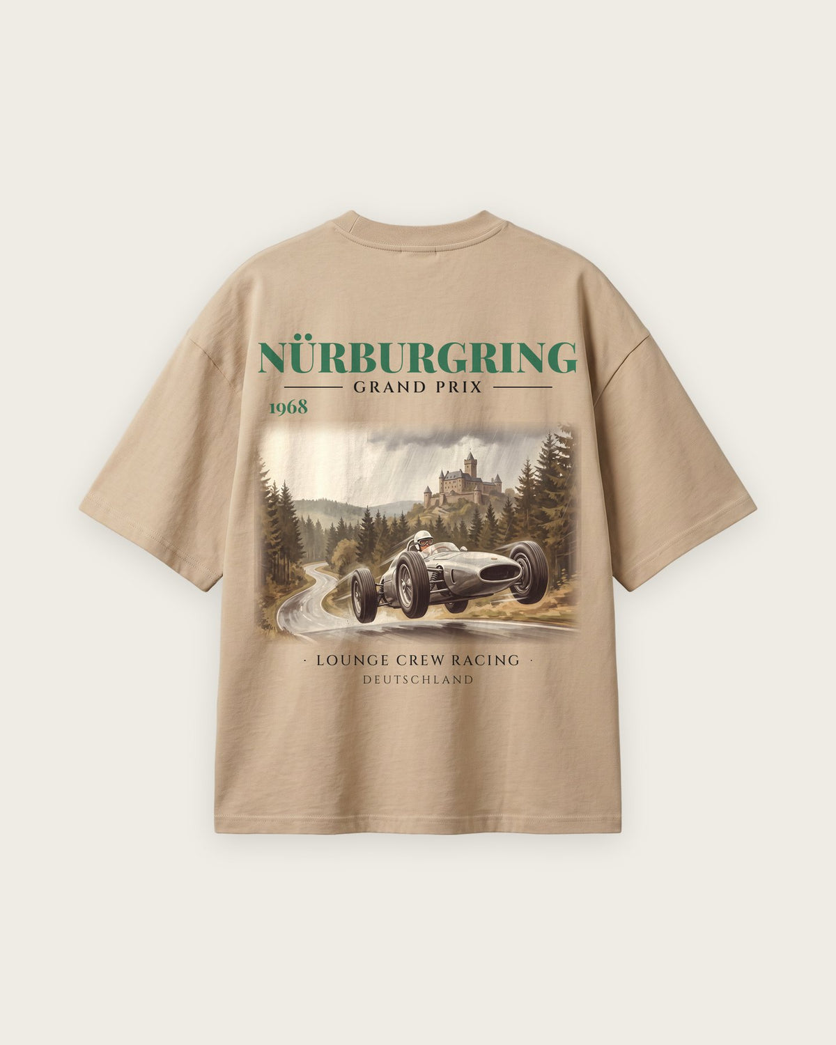 Camiseta “Nürburgring Grand Prix 1968” — Areia — oversized