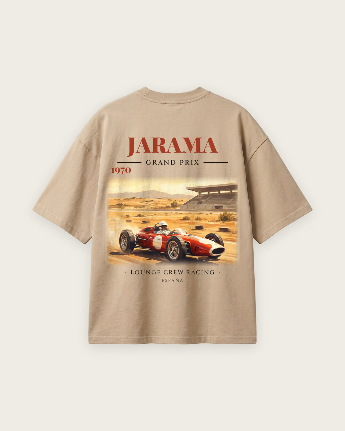 Camiseta “Jarama Grand Prix 1970” — Areia — oversized