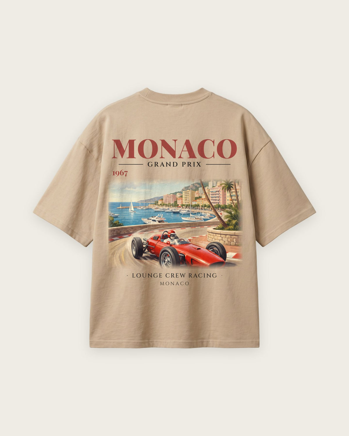 Camiseta “Monaco Grand Prix 1967” — Areia — oversized