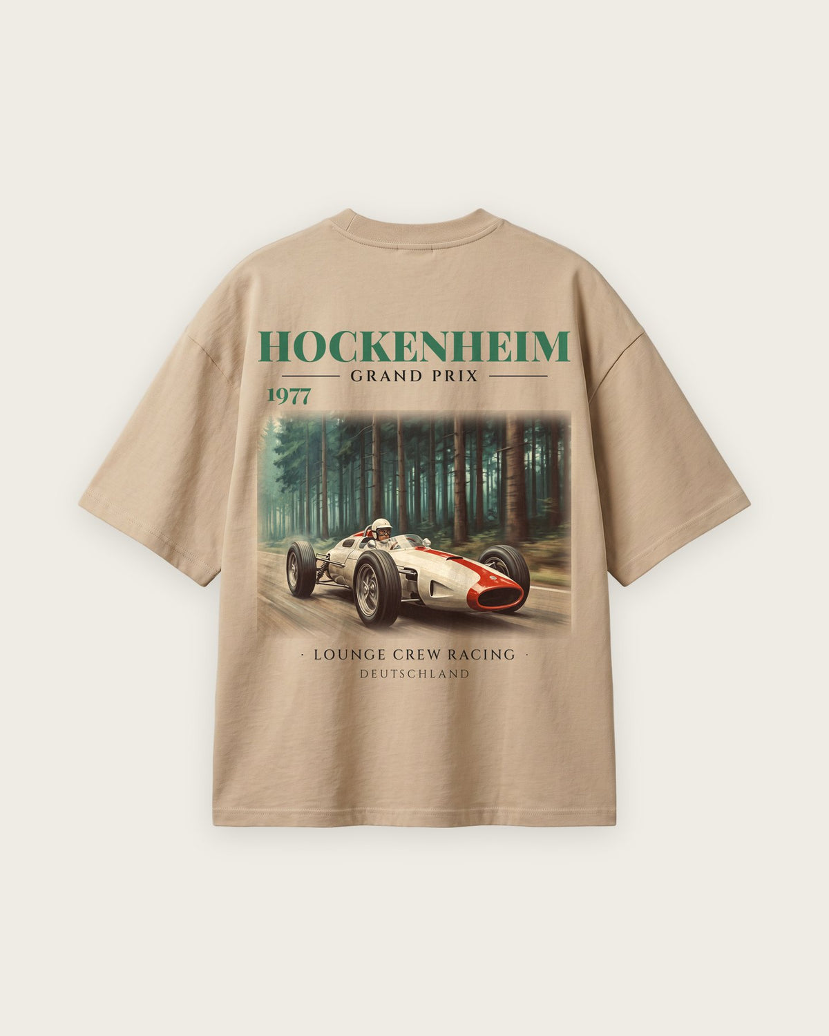 Camiseta “Hockenheim Grand Prix 1977” — Areia — oversized