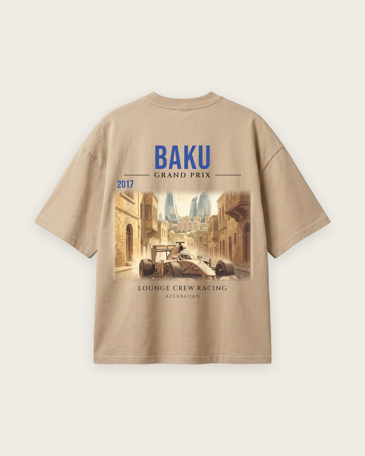 Camiseta “Baku 2017” — Areia — oversized