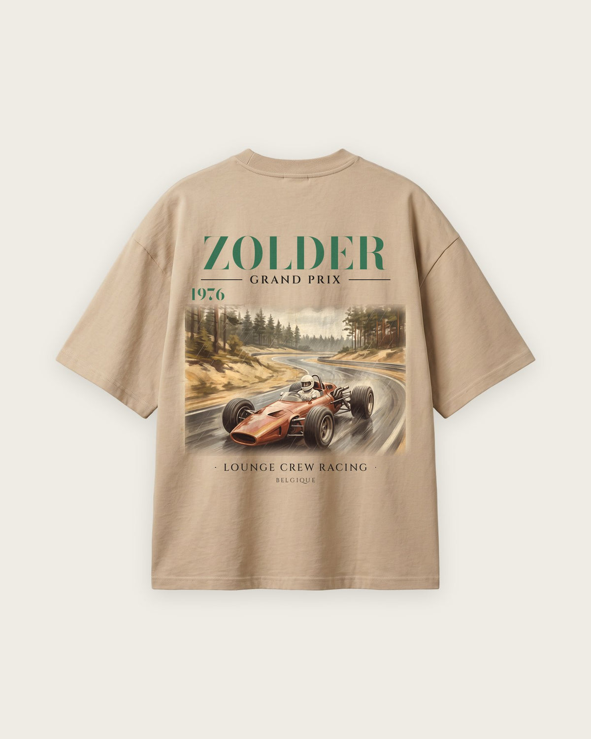 Camiseta “Zolder 1976” — Areia — oversized