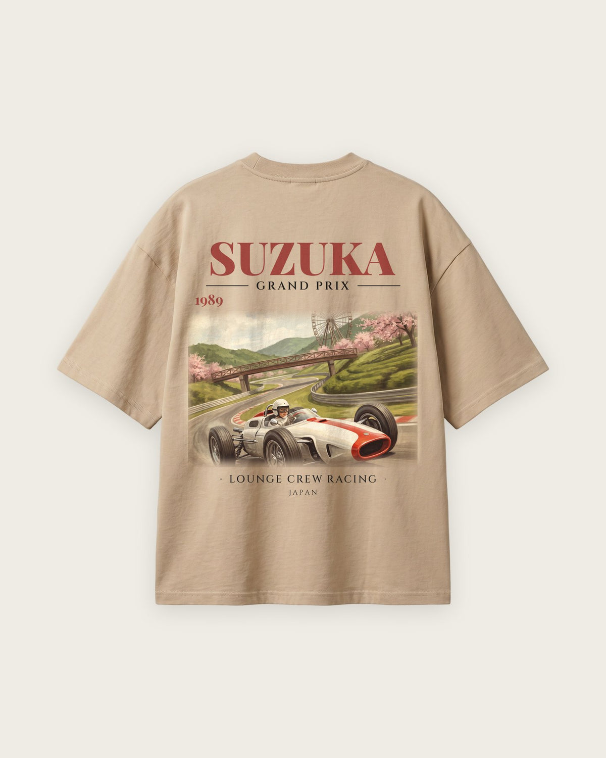 Camiseta “Suzuka Grand Prix 1989” — Areia — oversized