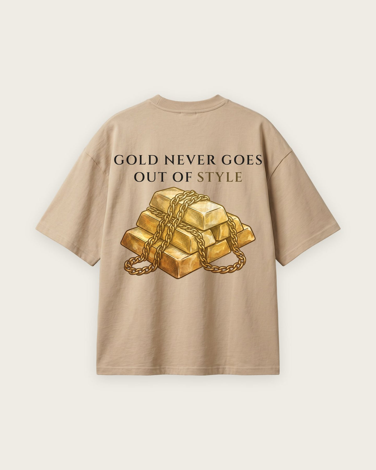 Camiseta Oversized “Gold Never Goes Out of Style” — Areia