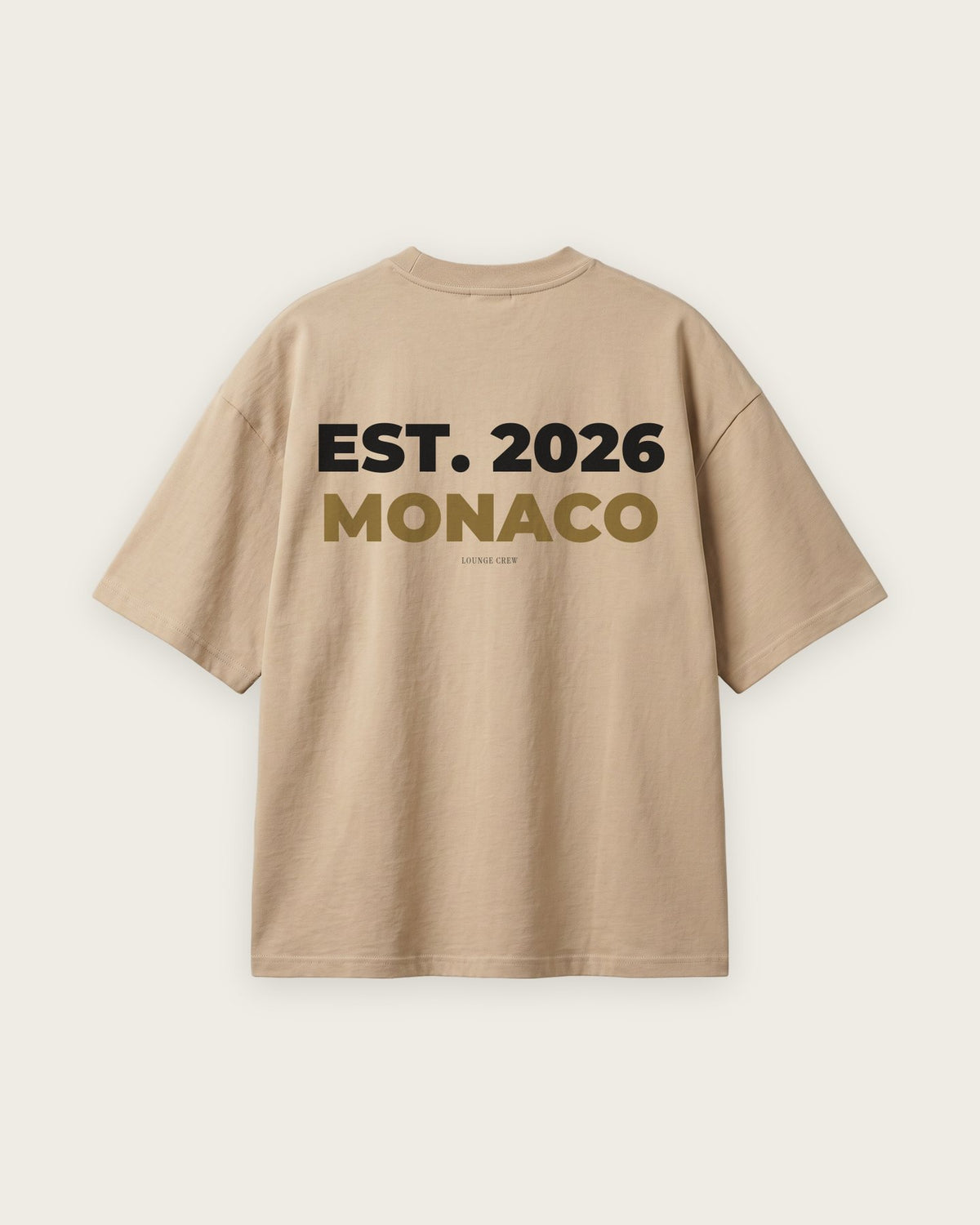 Camiseta “Est. 2026 Monaco” — Areia