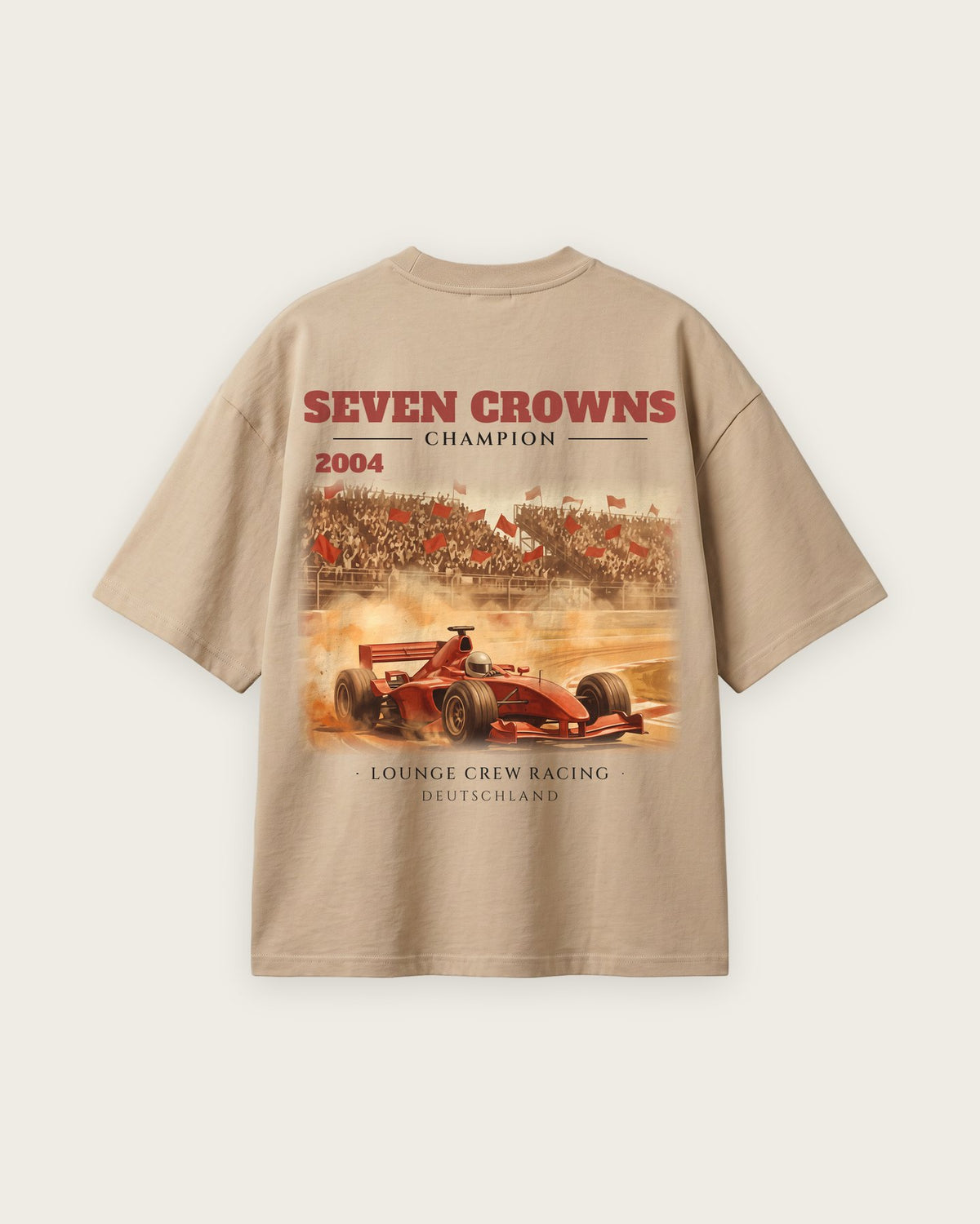 Camiseta “Seven Crowns 2004” — Areia — oversized