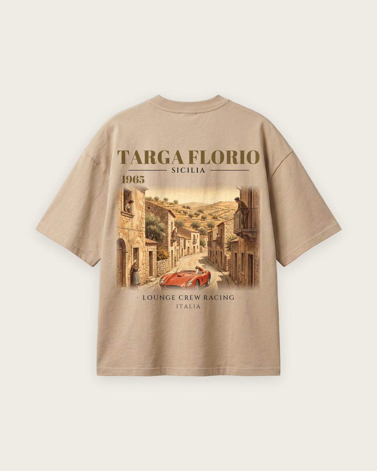 Camiseta “Targa Florio 1965” — Areia — oversized