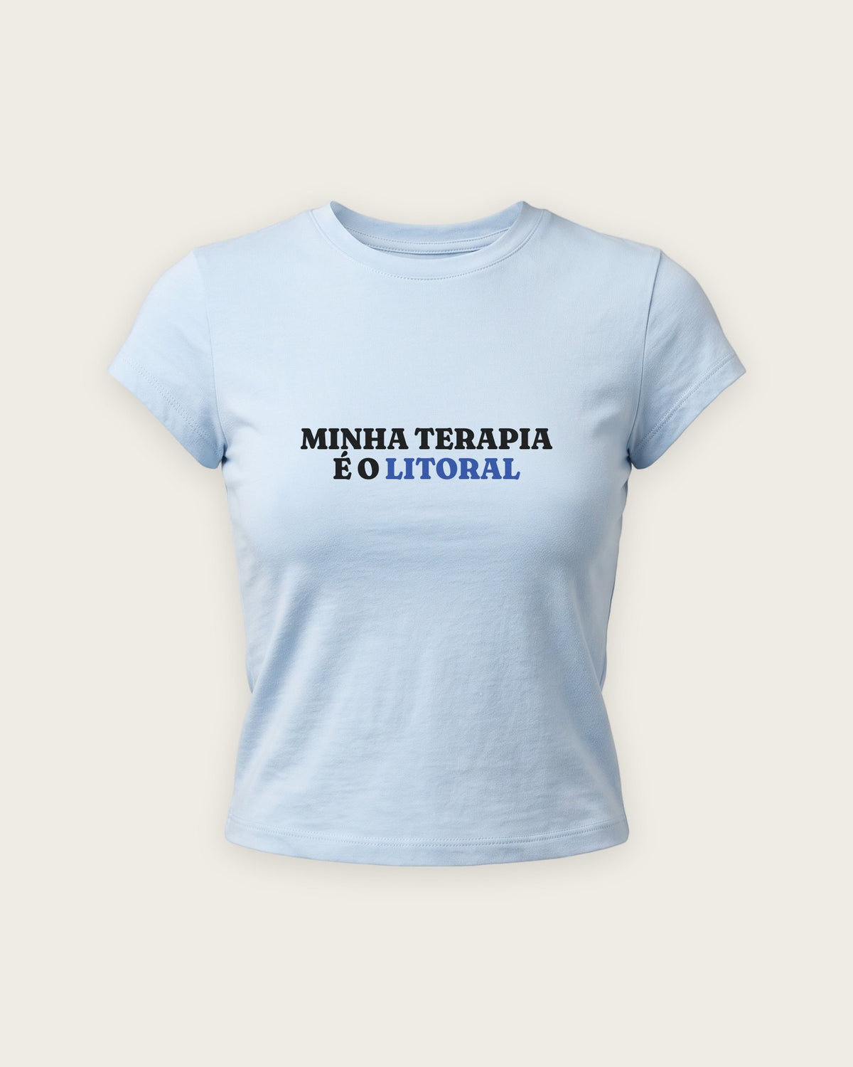 Baby Tee “Minha Terapia é o Litoral” — Azul Bebê