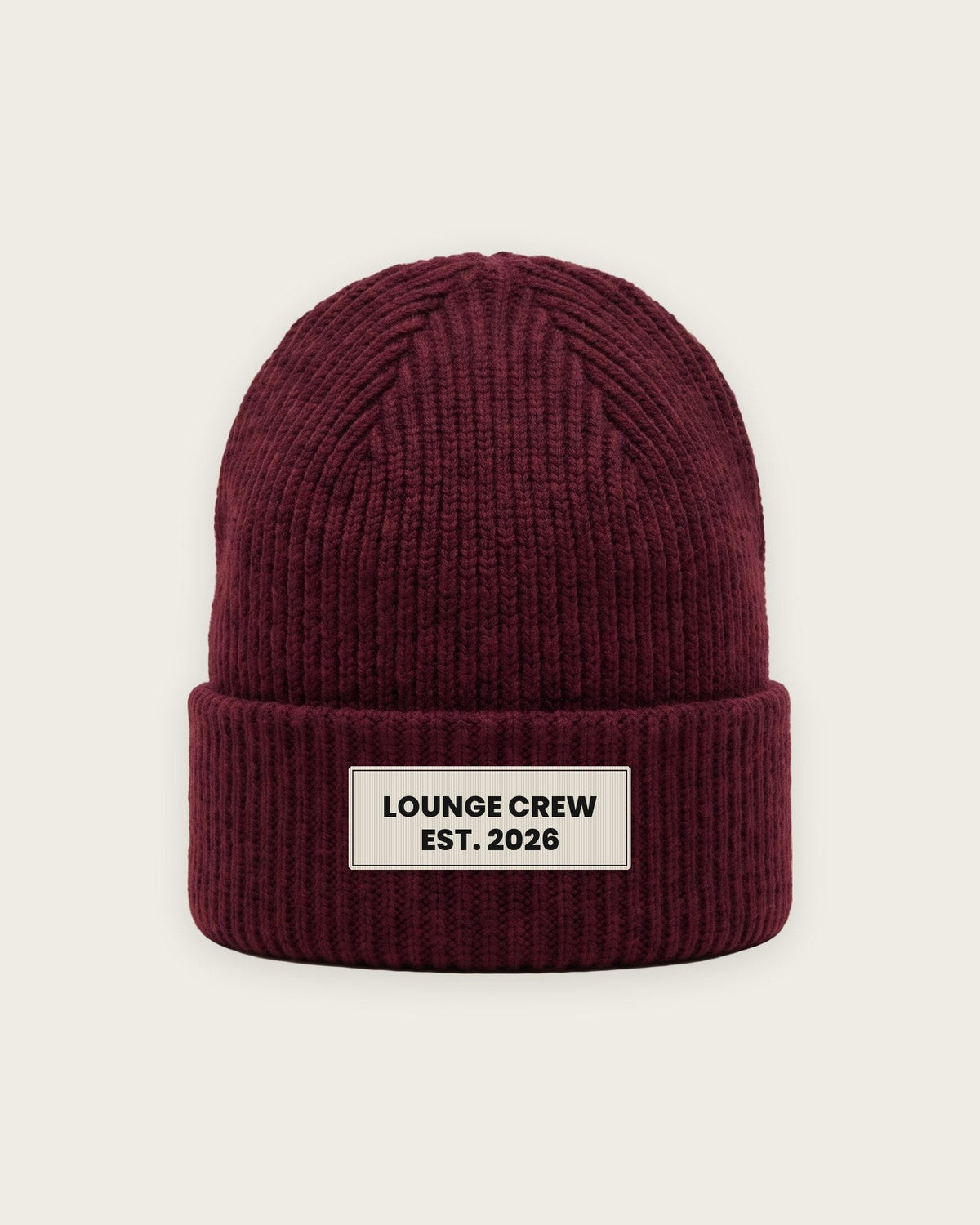 Gorro Canelado “Lounge Crew Est. 2026” — Bordô
