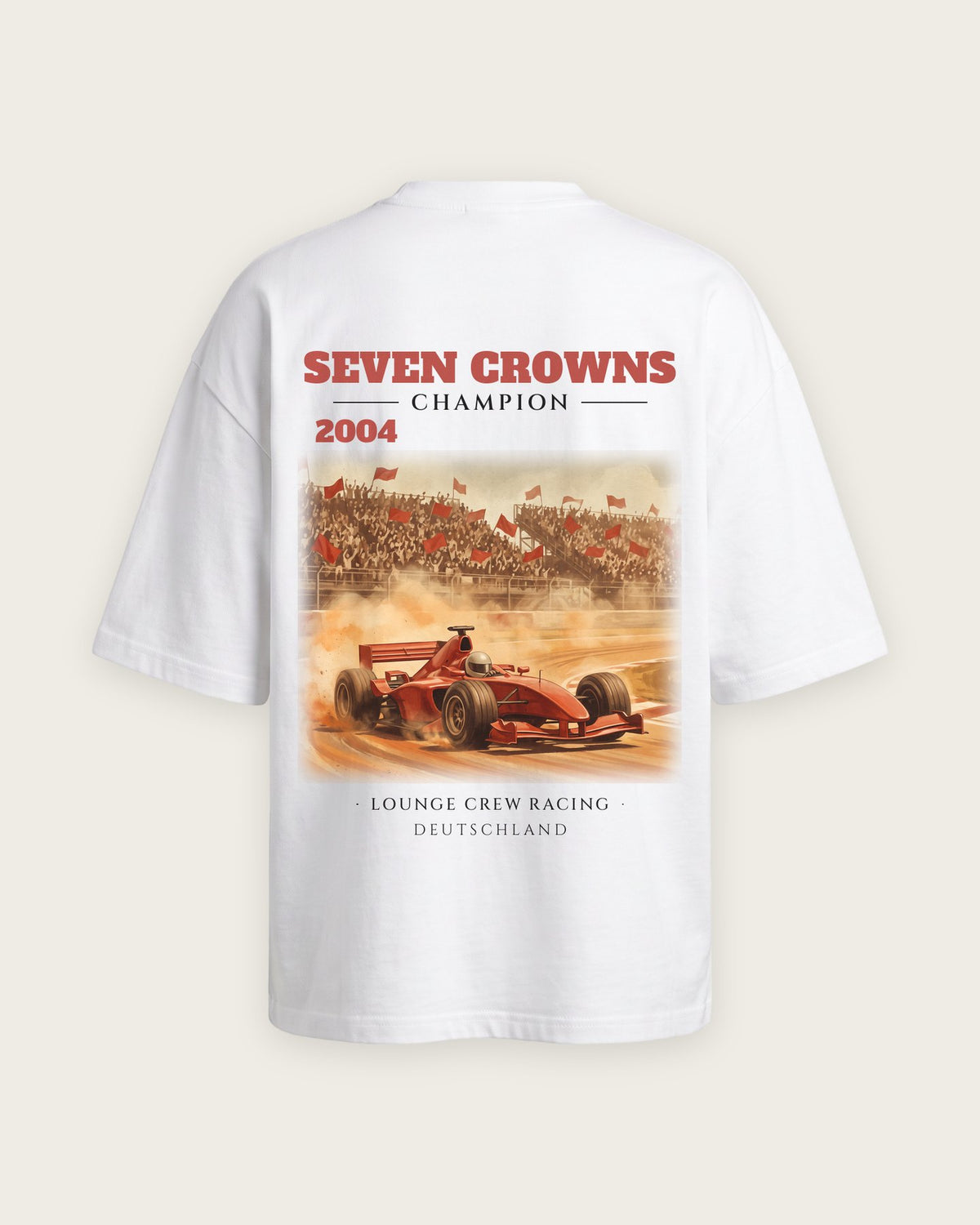 Camiseta “Seven Crowns 2004” — Branco — oversized