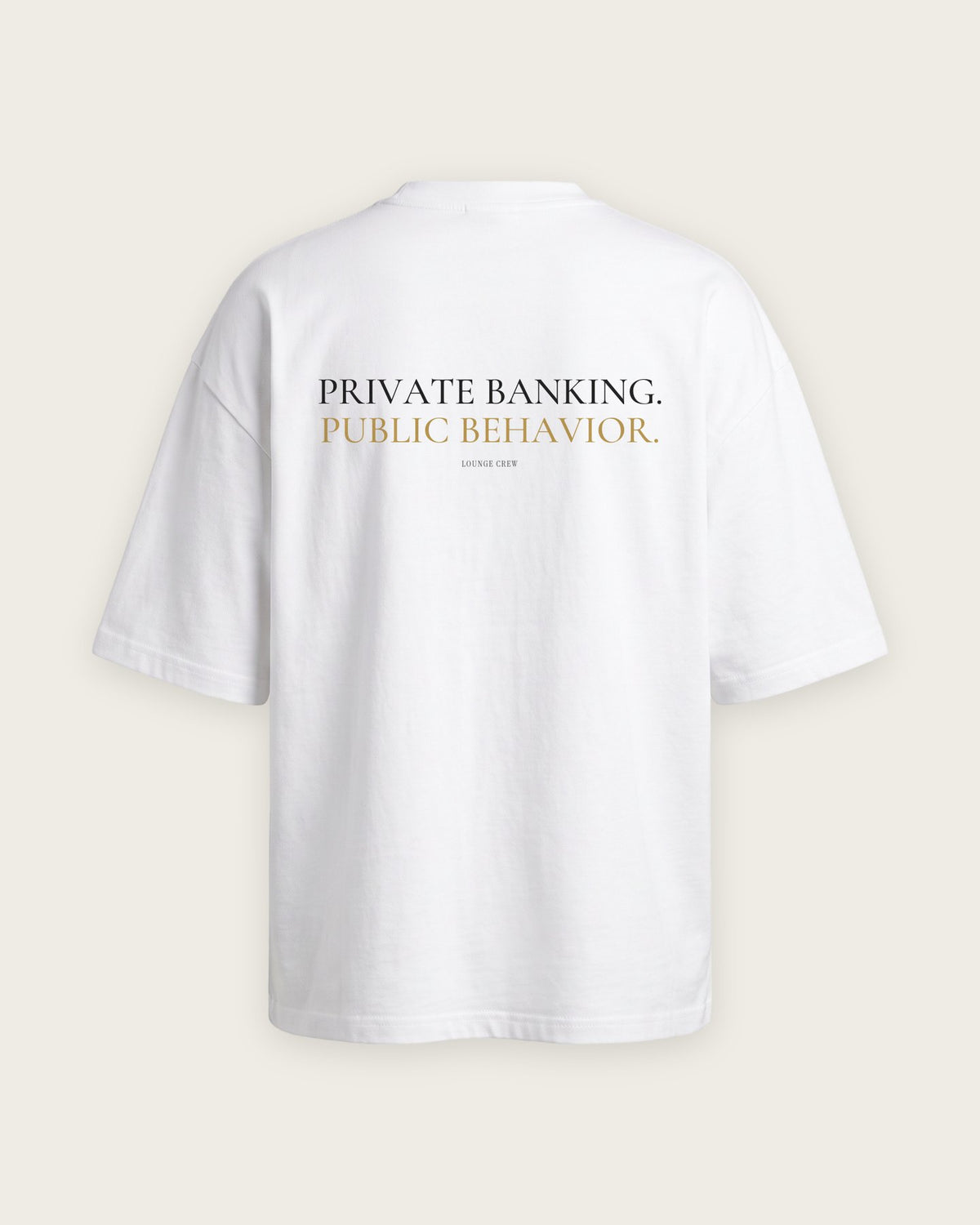 Camiseta “Private Banking, Public Behavior” — Branco