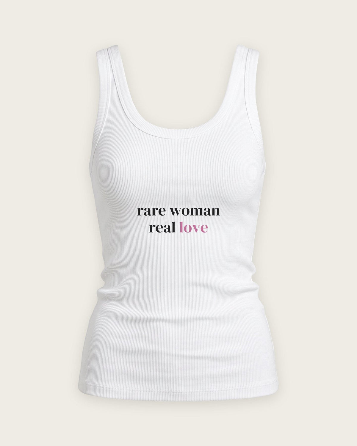 Regata Canelada “Rare Woman, Real Love” — Branco