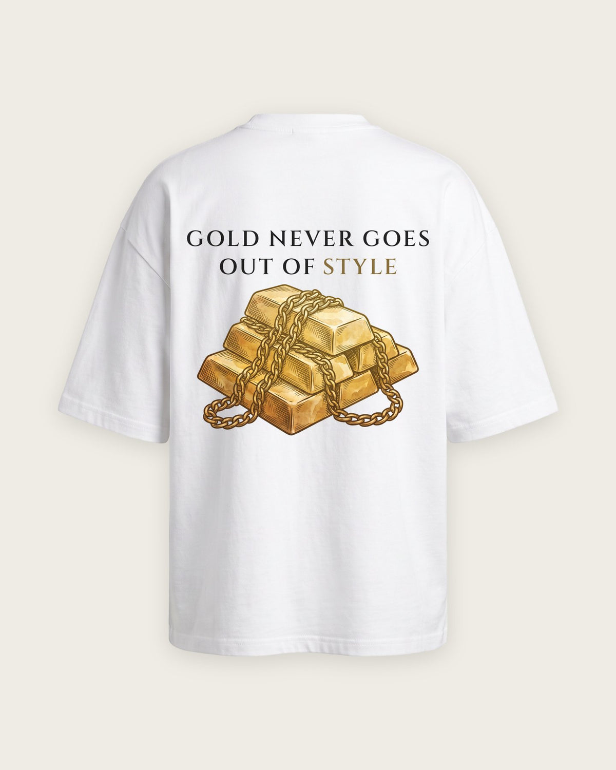 Camiseta Oversized “Gold Never Goes Out of Style” — Branco