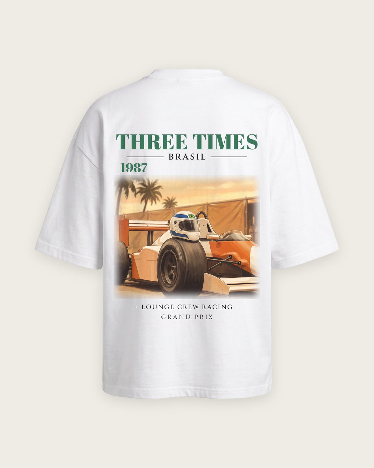 Camiseta “Three Times 1987” — Branco — oversized