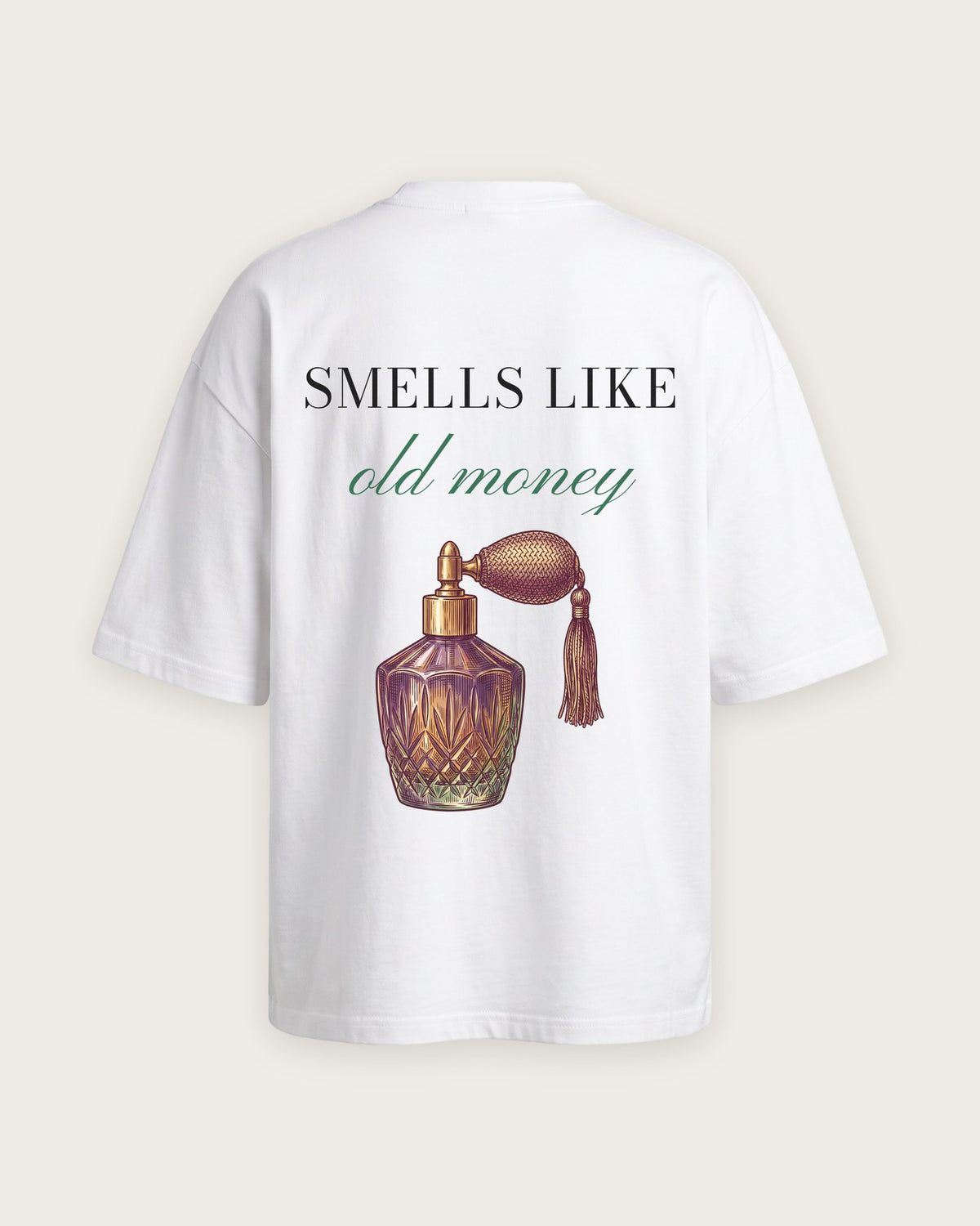 Camiseta Oversized “Smells Like Old Money” — Branco