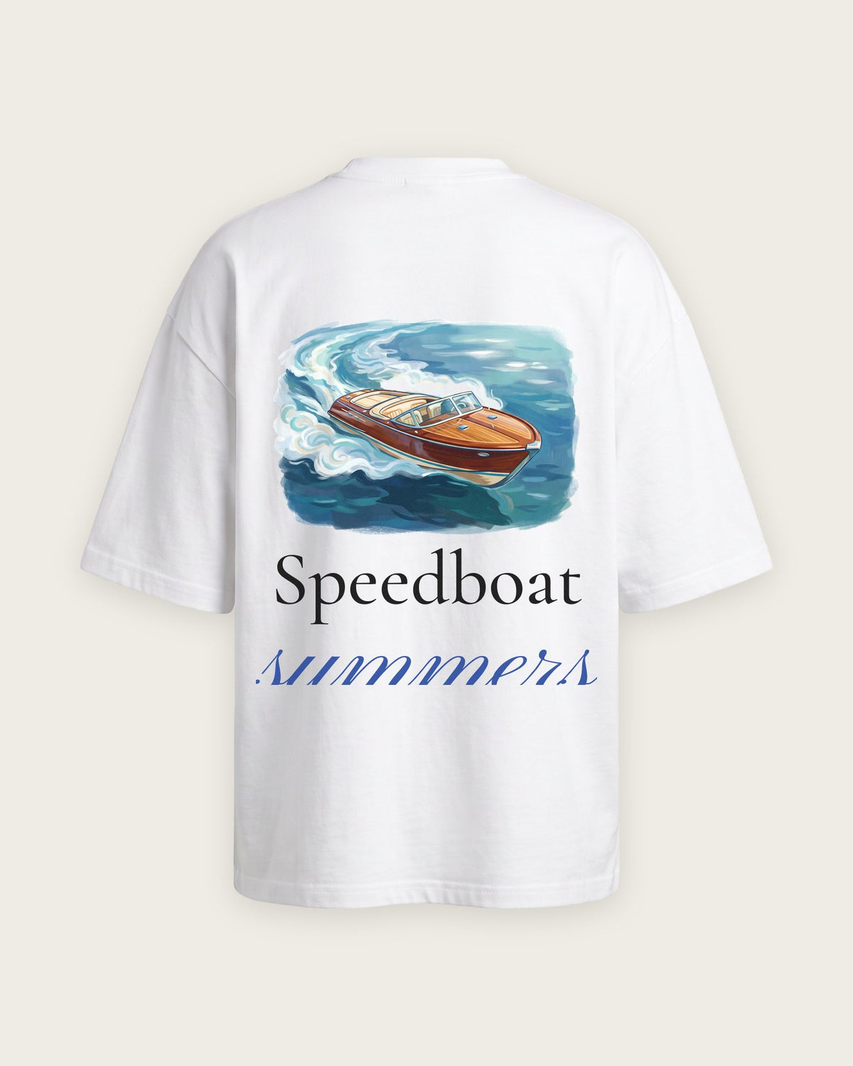 Camiseta Oversized “Speedboat Summers” — Branco