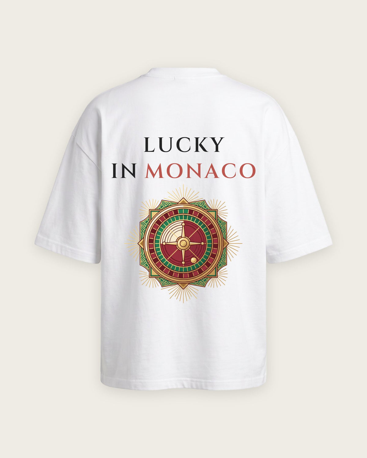 Camiseta Oversized “Lucky in Monaco” — Branco