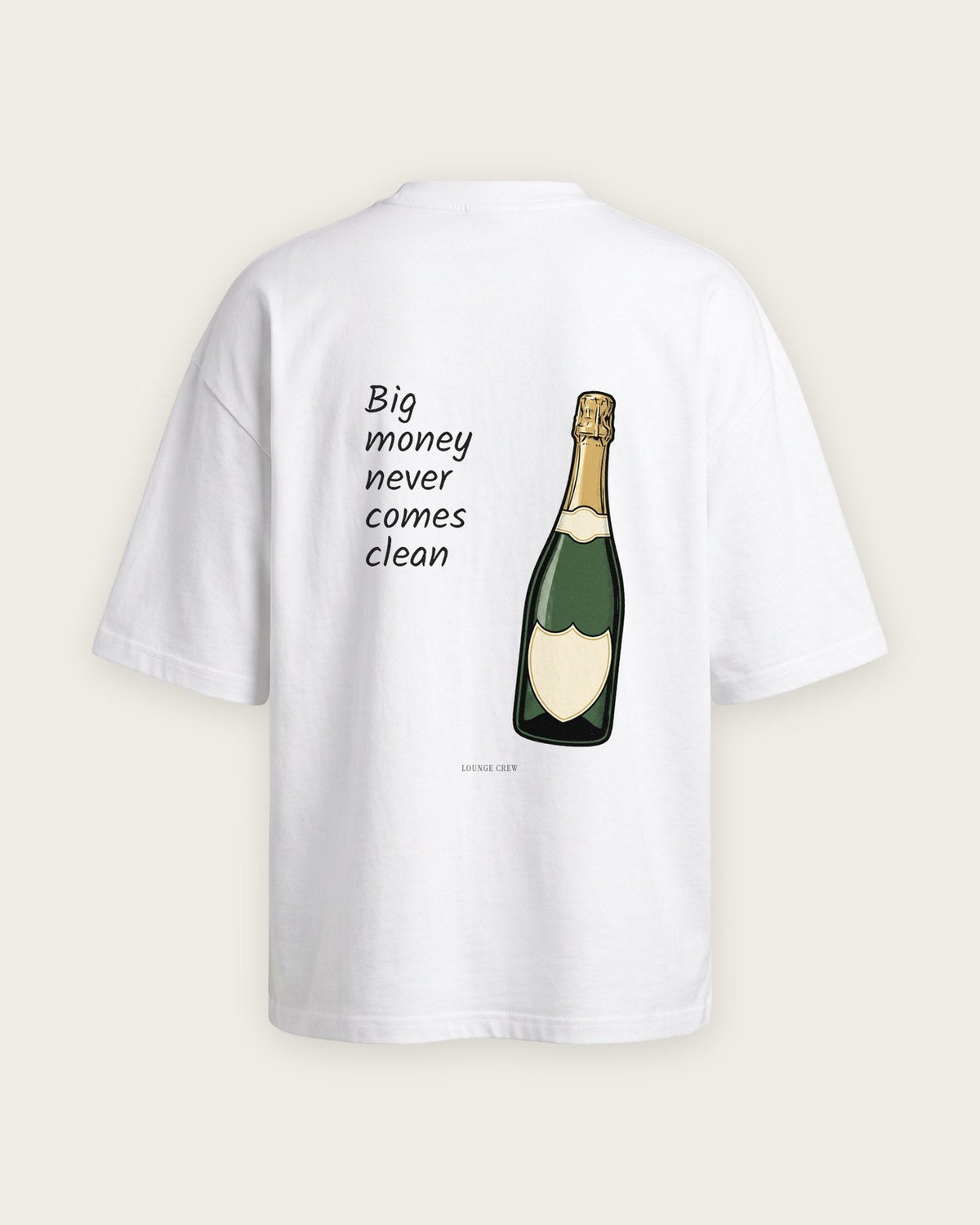 Camiseta Oversized “Big Money Never Comes Clean” — Branco