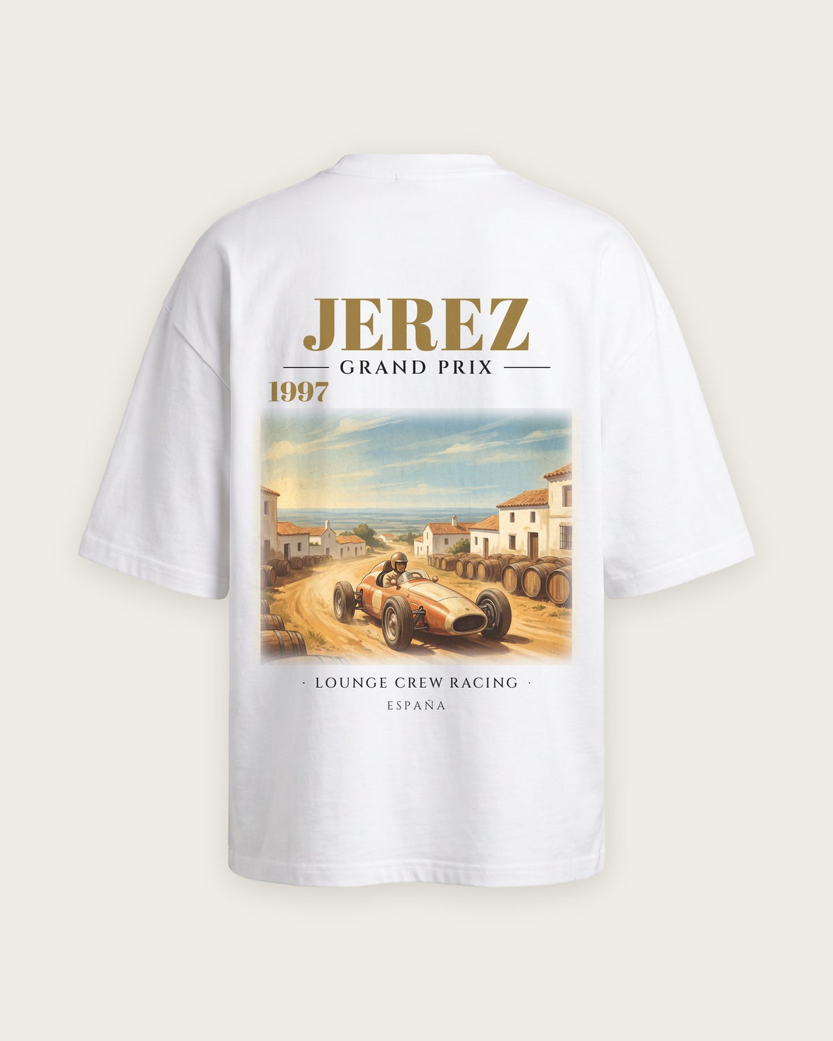 Camiseta “Jerez 1997” — Branco — oversized